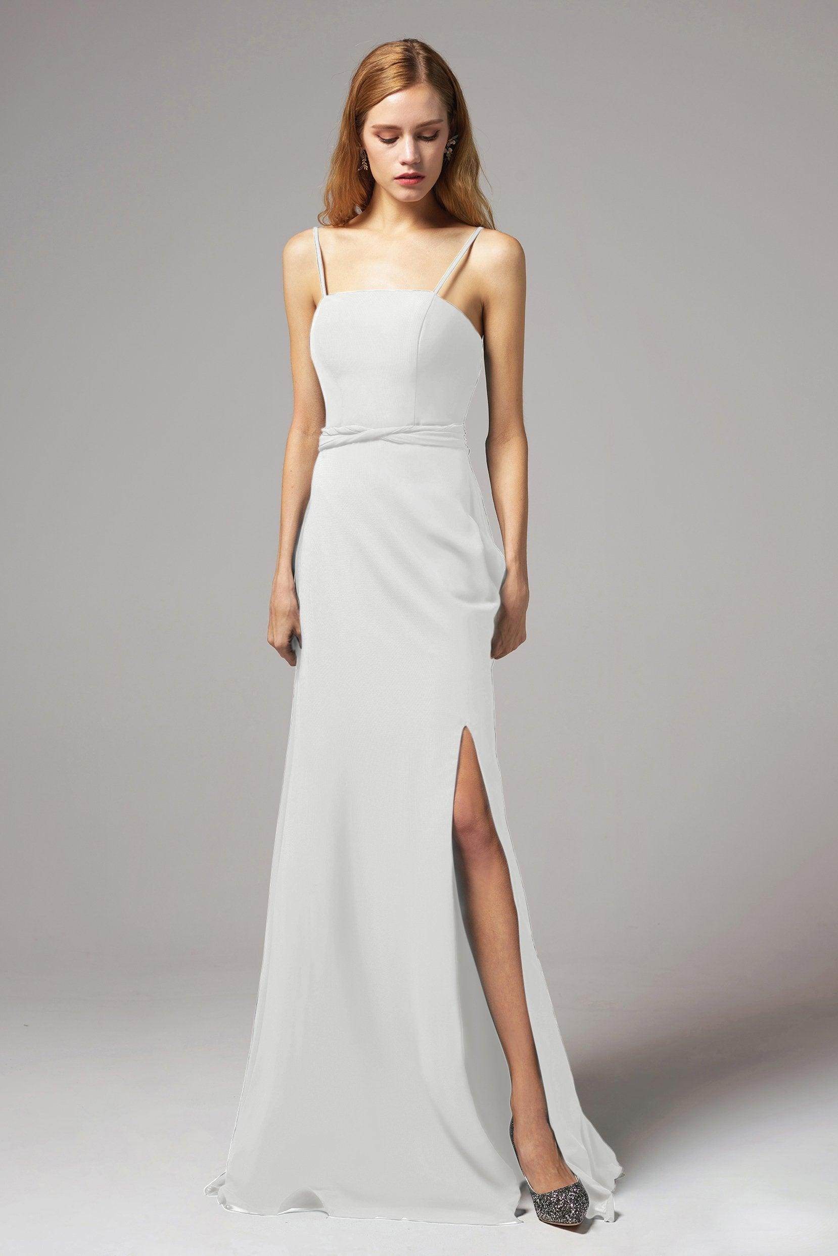 A-Line Floor Length Chiffon Bridesmaid Dress CB0414 - COCOMELODY
