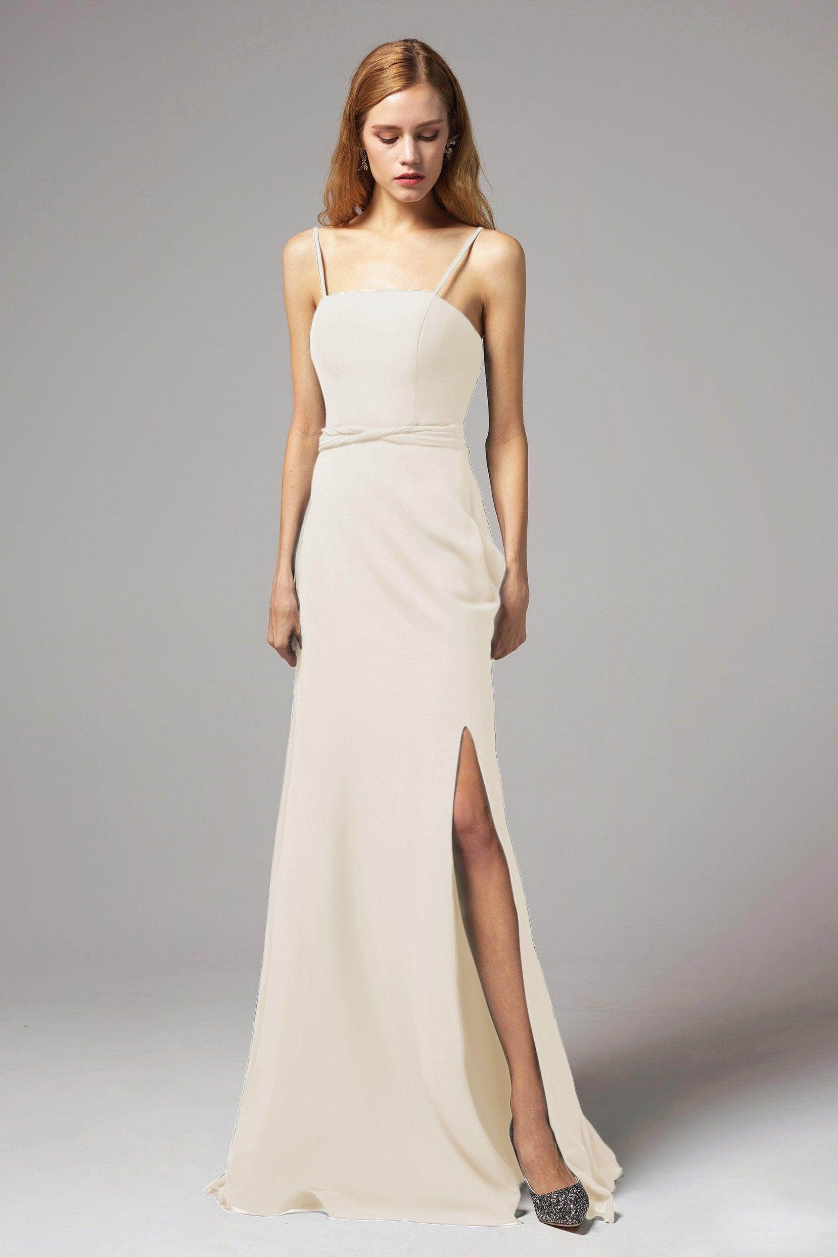 A-Line Floor Length Chiffon Bridesmaid Dress CB0414 - COCOMELODY