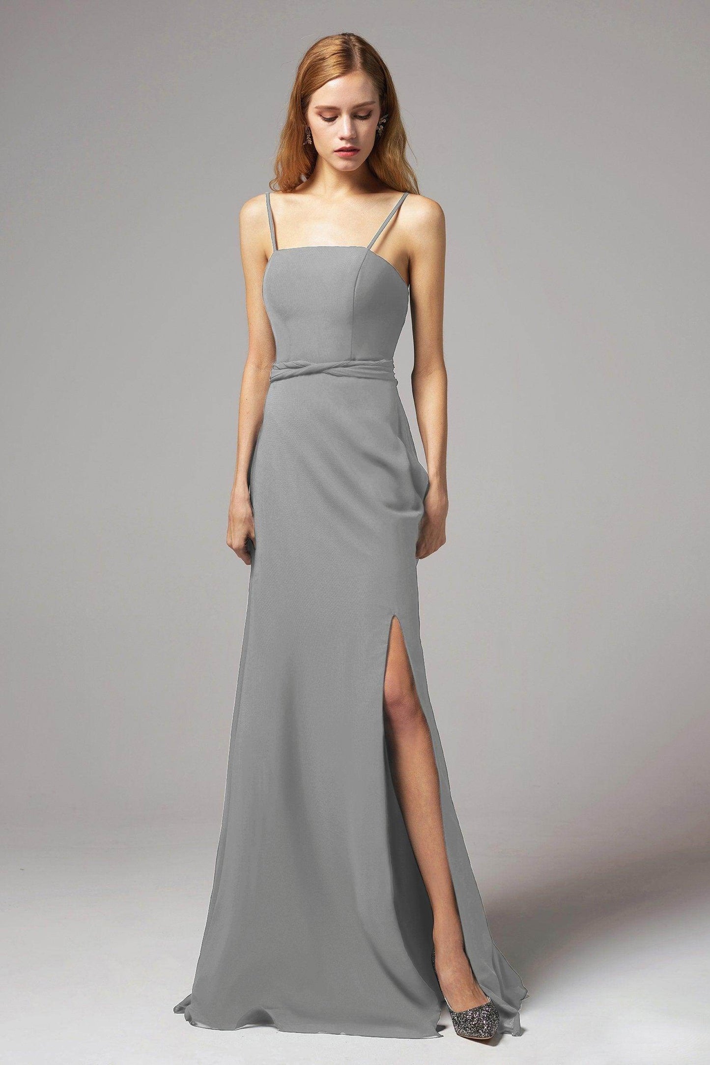A-Line Floor Length Chiffon Bridesmaid Dress CB0414 - COCOMELODY