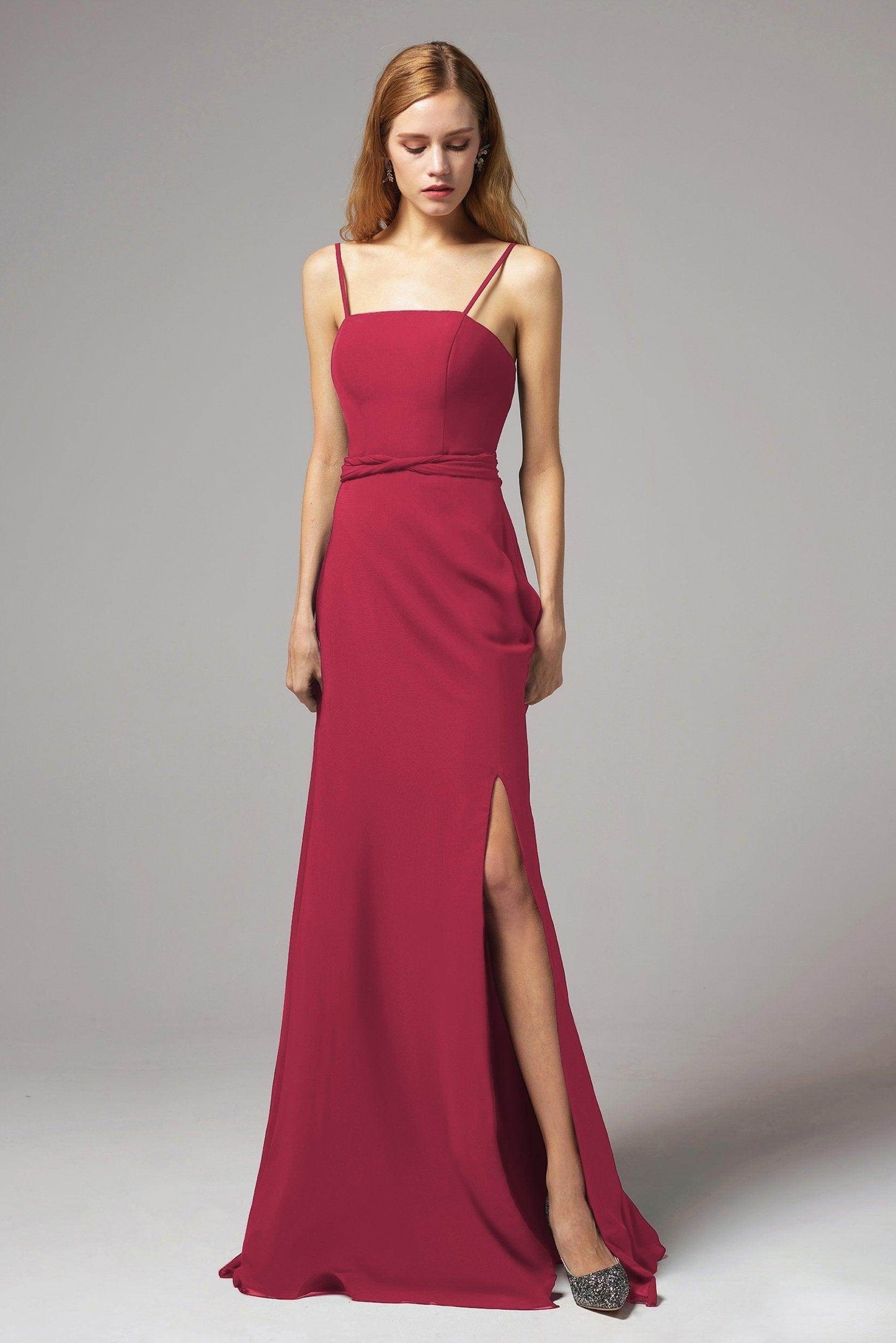 A-Line Floor Length Chiffon Bridesmaid Dress CB0414 - COCOMELODY
