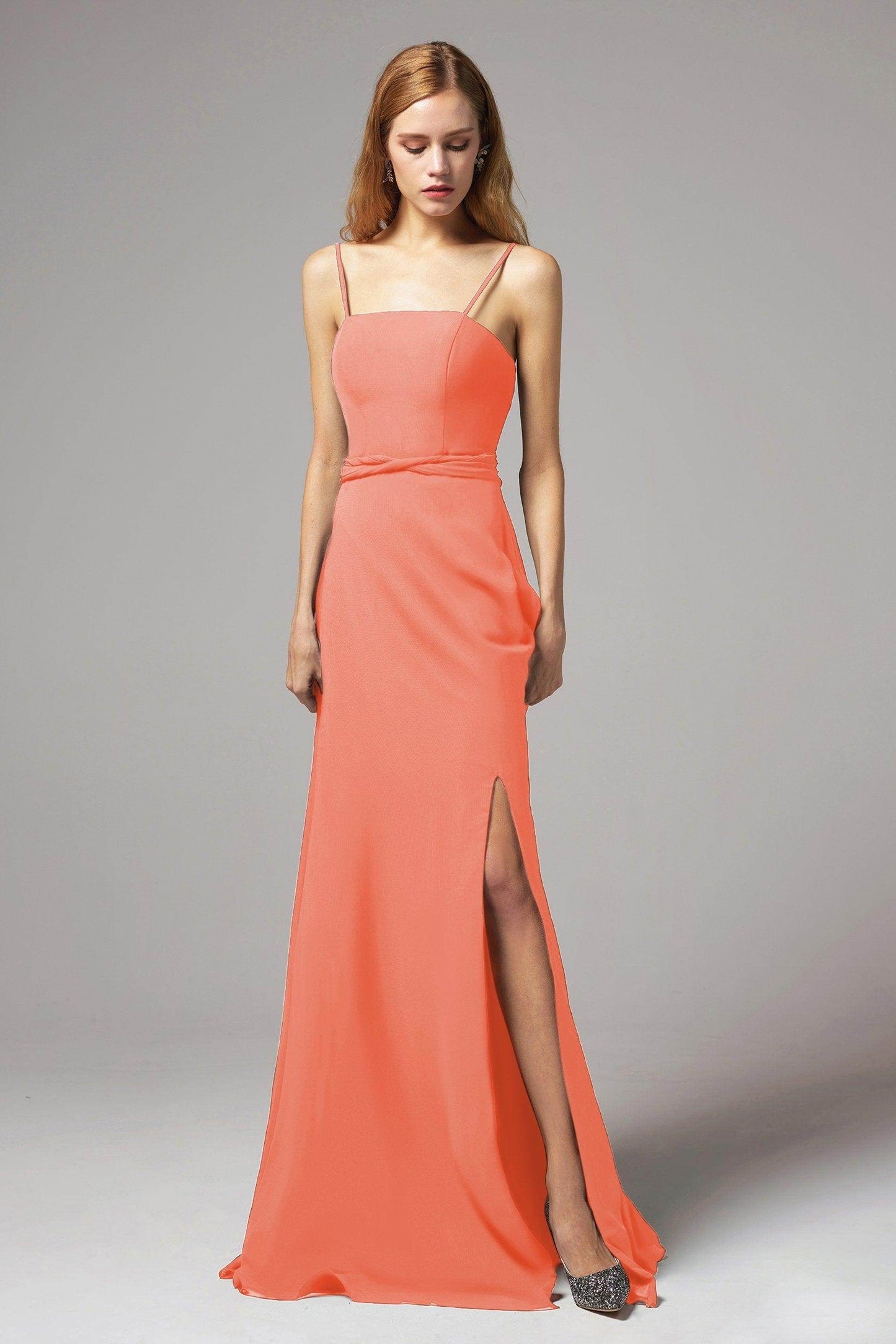 A-Line Floor Length Chiffon Bridesmaid Dress CB0414 - COCOMELODY