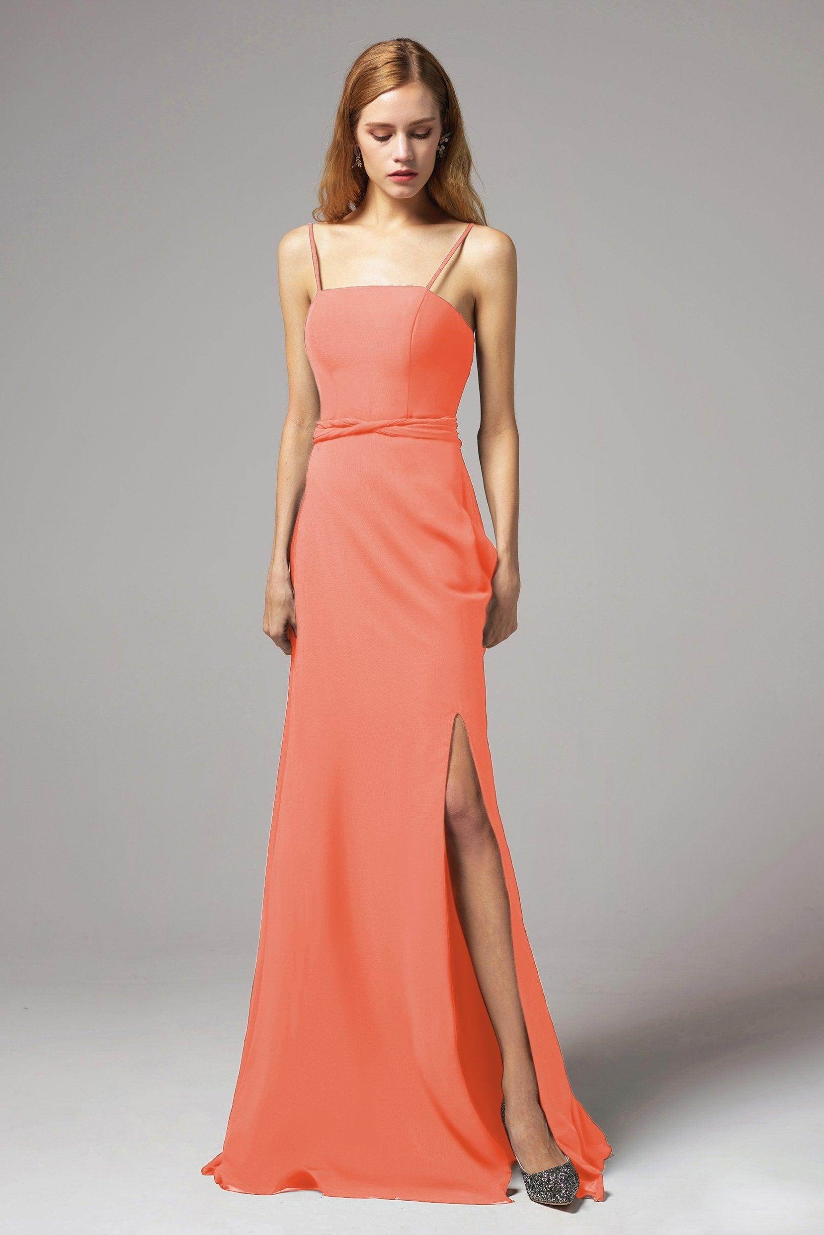 A-Line Floor Length Chiffon Bridesmaid Dress CB0414 - COCOMELODY