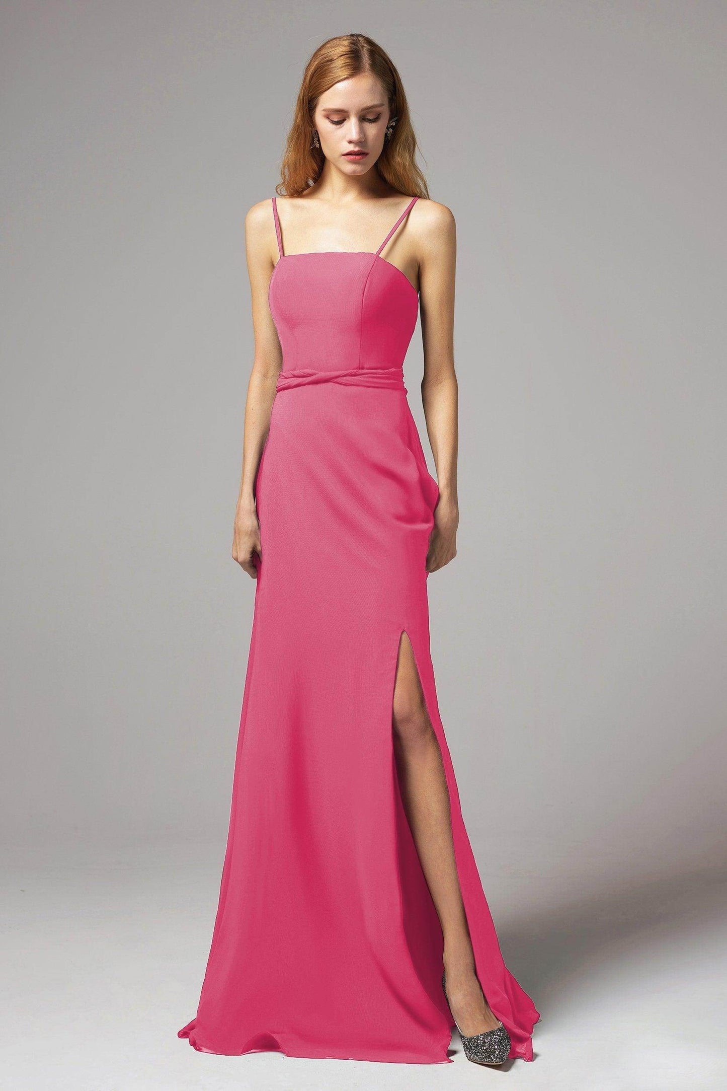 A-Line Floor Length Chiffon Bridesmaid Dress CB0414 - COCOMELODY