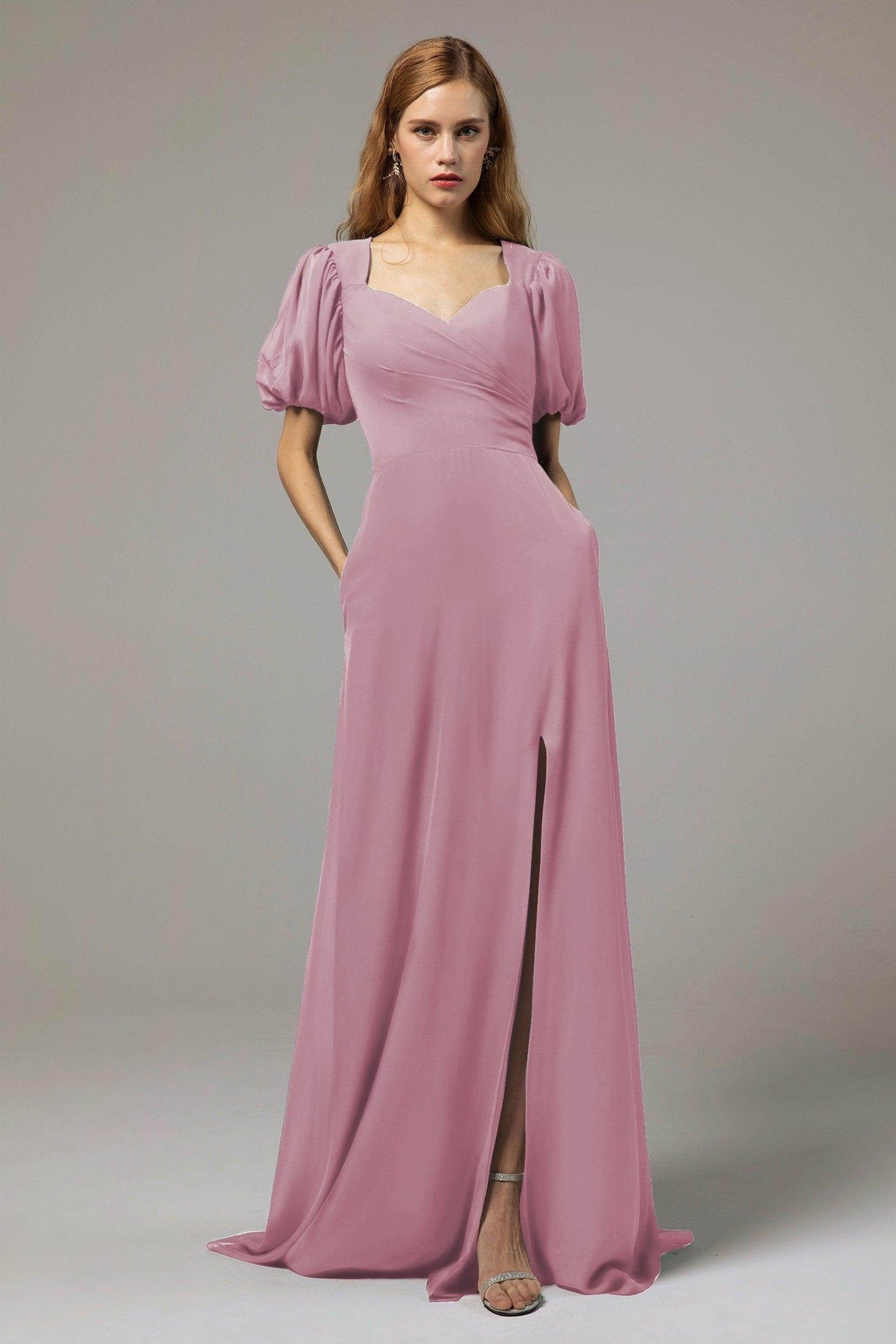 A-Line Floor Length Chiffon Bridesmaid Dress Formal Dresses CB0415 - COCOMELODY