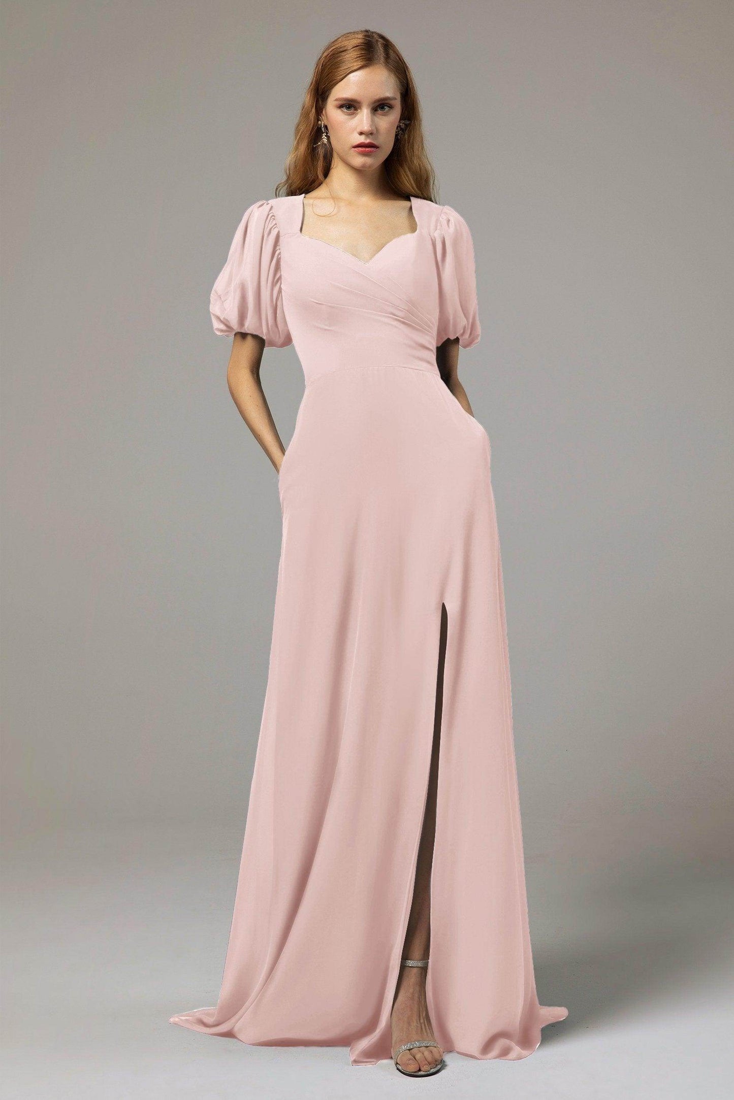 A-Line Floor Length Chiffon Bridesmaid Dress Formal Dresses CB0415 - COCOMELODY