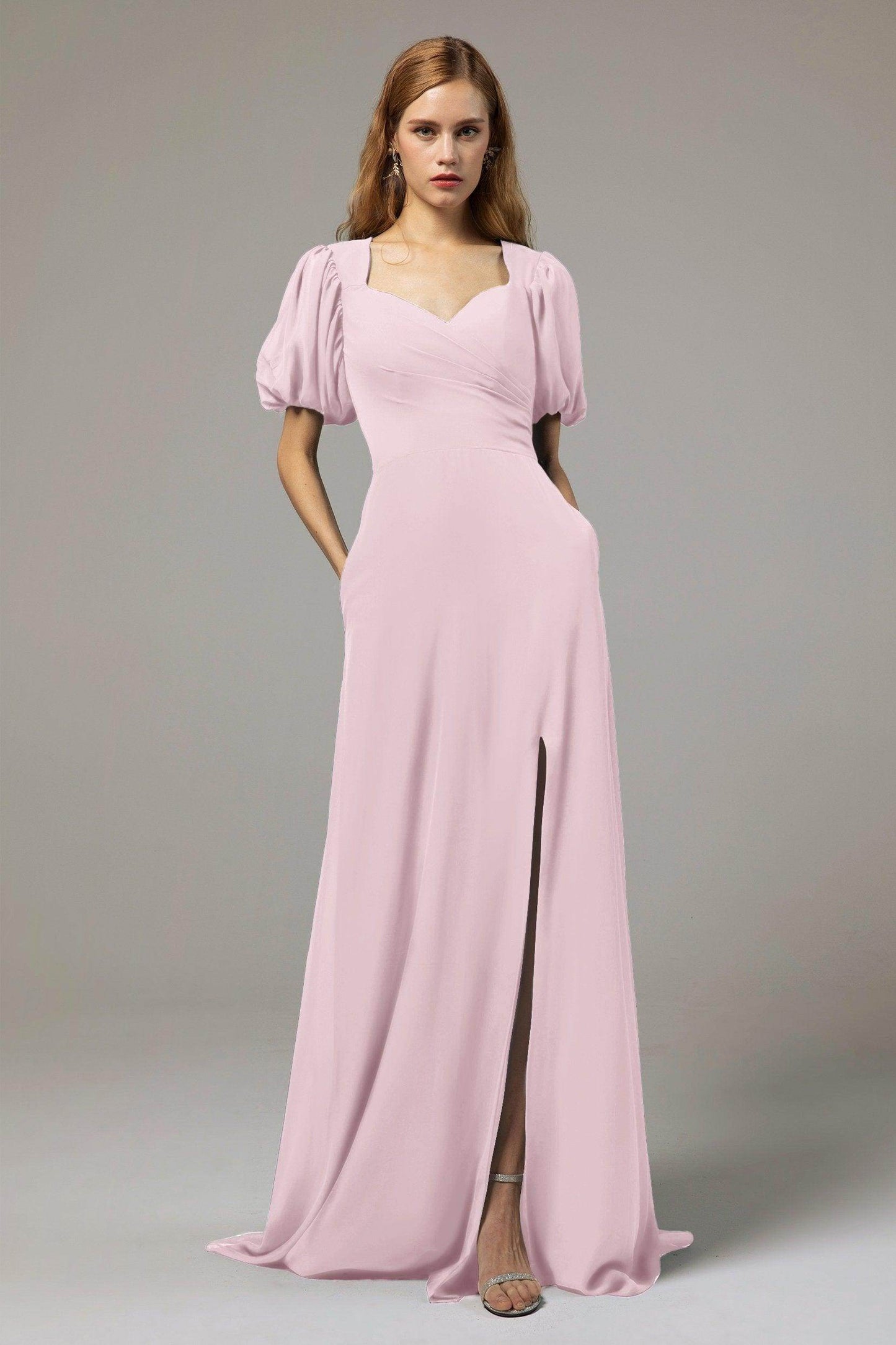 A-Line Floor Length Chiffon Bridesmaid Dress Formal Dresses CB0415 - COCOMELODY