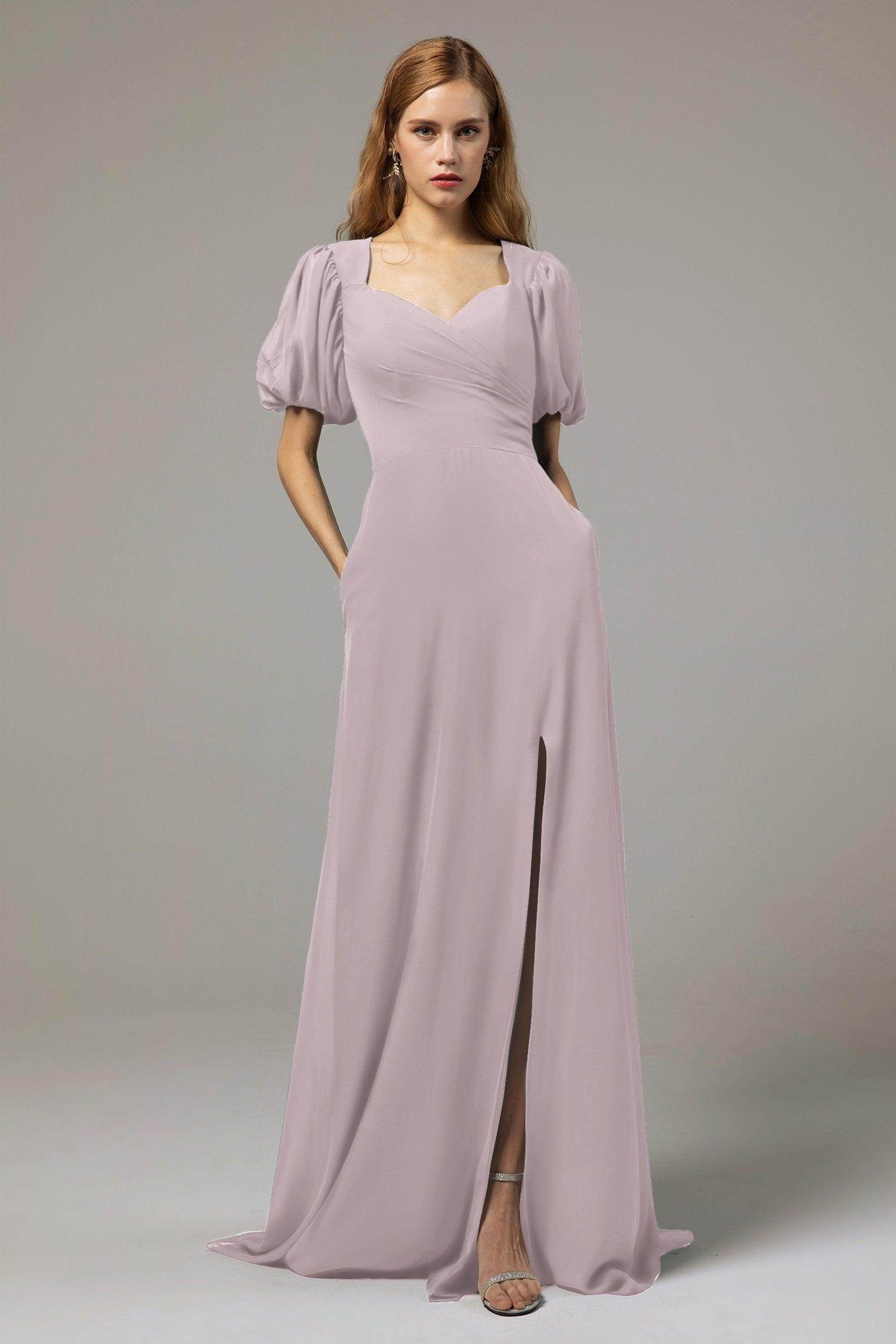 A-Line Floor Length Chiffon Bridesmaid Dress Formal Dresses CB0415 - COCOMELODY