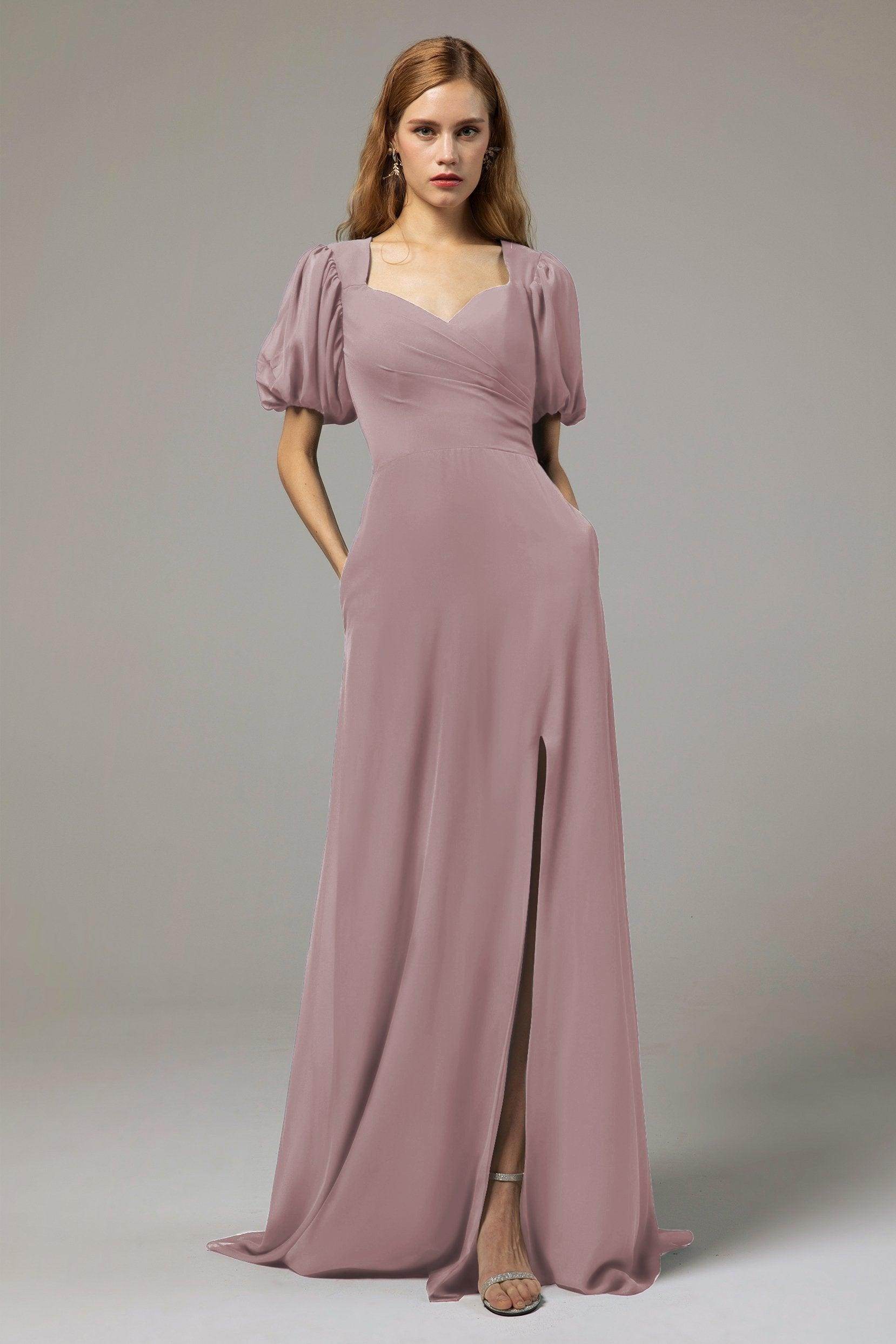 A-Line Floor Length Chiffon Bridesmaid Dress Formal Dresses CB0415 - COCOMELODY