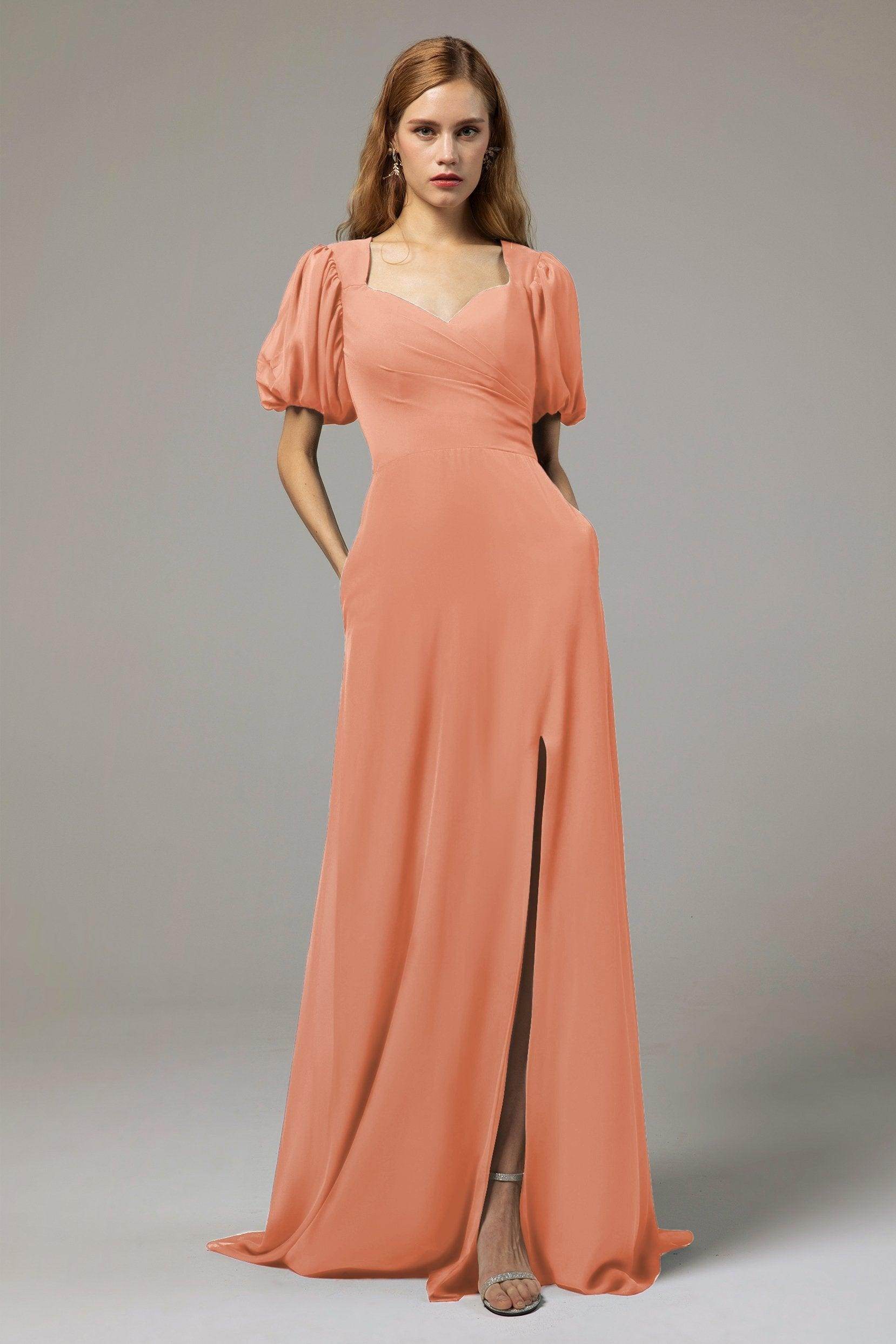 A-Line Floor Length Chiffon Bridesmaid Dress Formal Dresses CB0415 - COCOMELODY