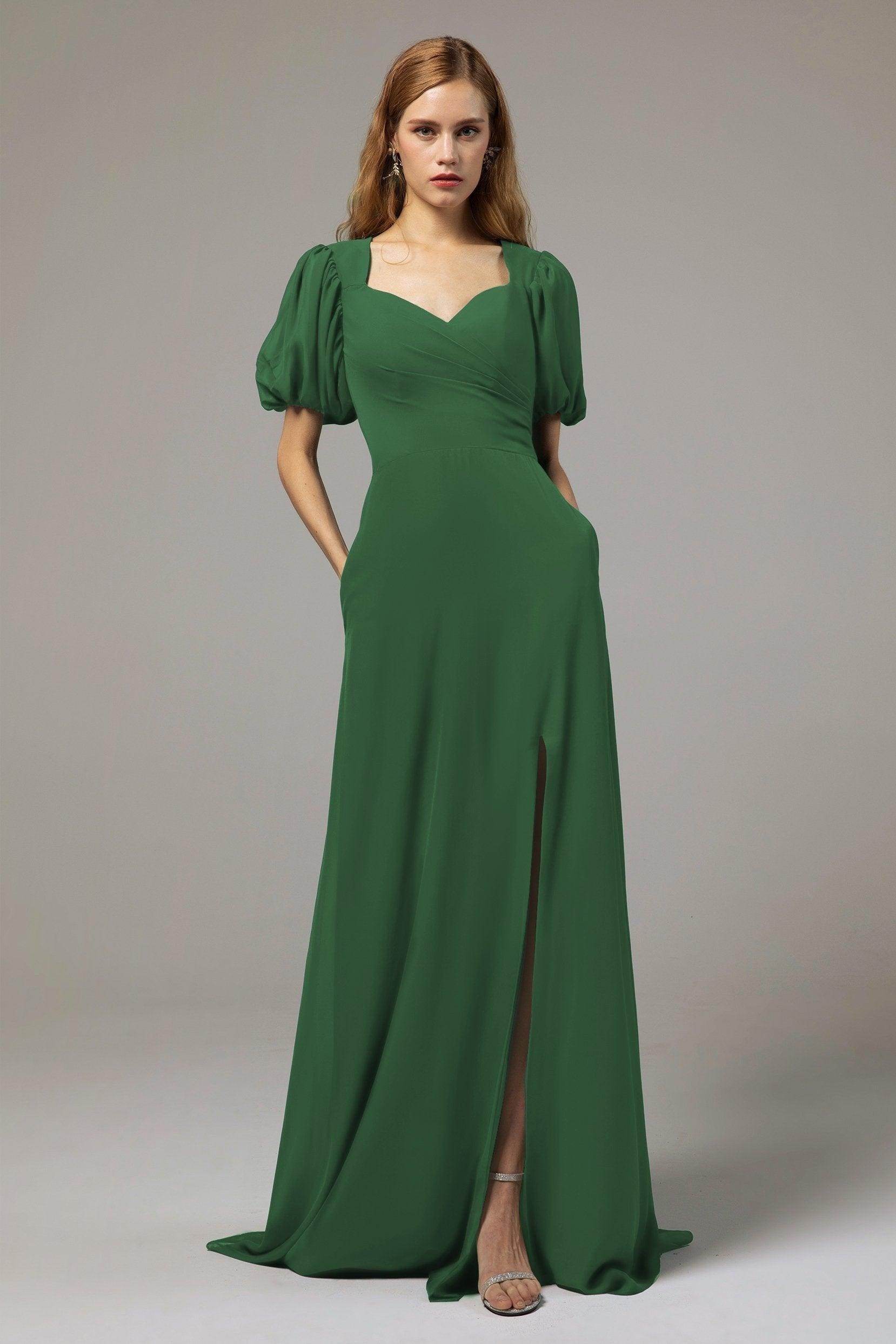 A-Line Floor Length Chiffon Bridesmaid Dress Formal Dresses CB0415 - COCOMELODY