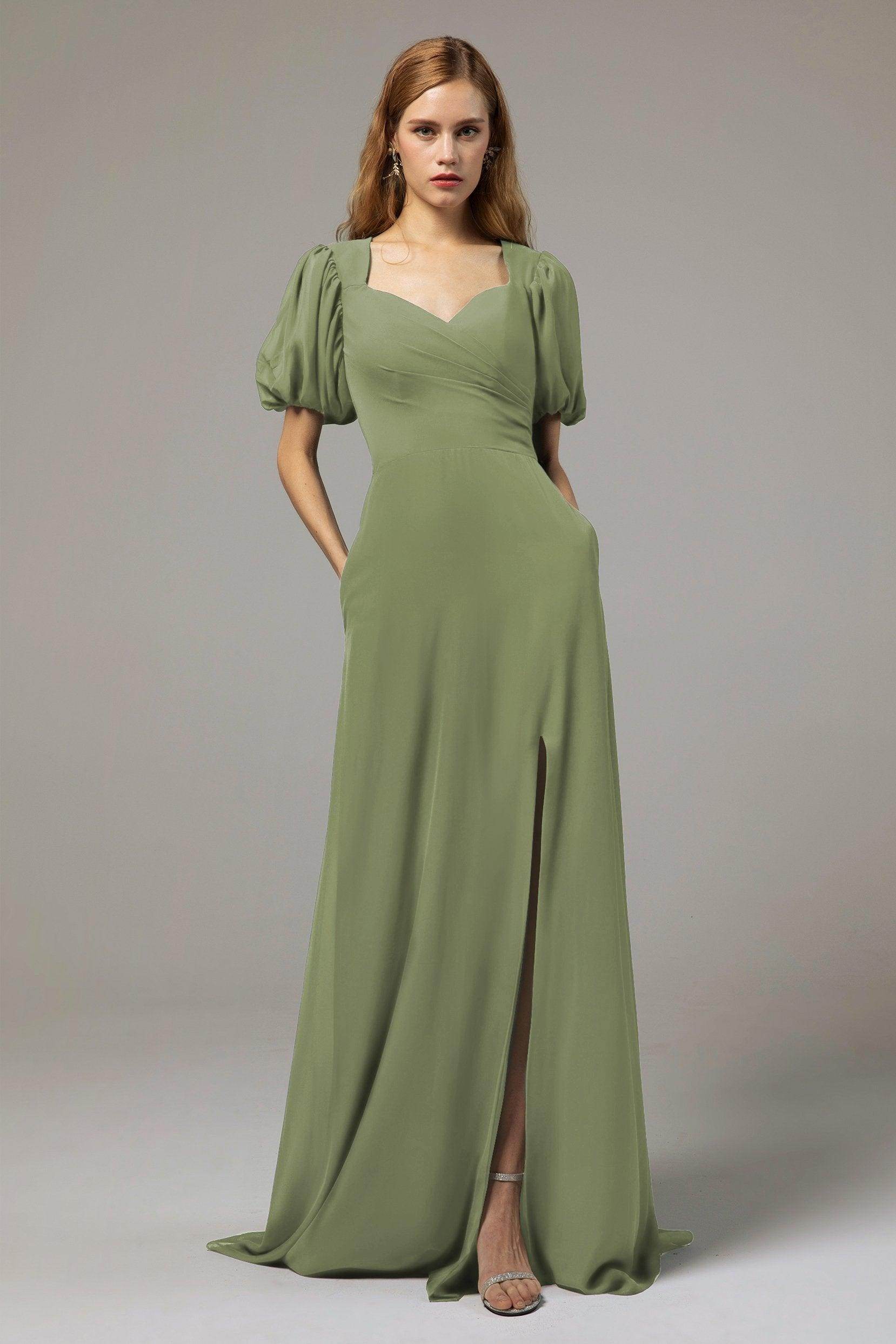 A-Line Floor Length Chiffon Bridesmaid Dress Formal Dresses CB0415 - COCOMELODY