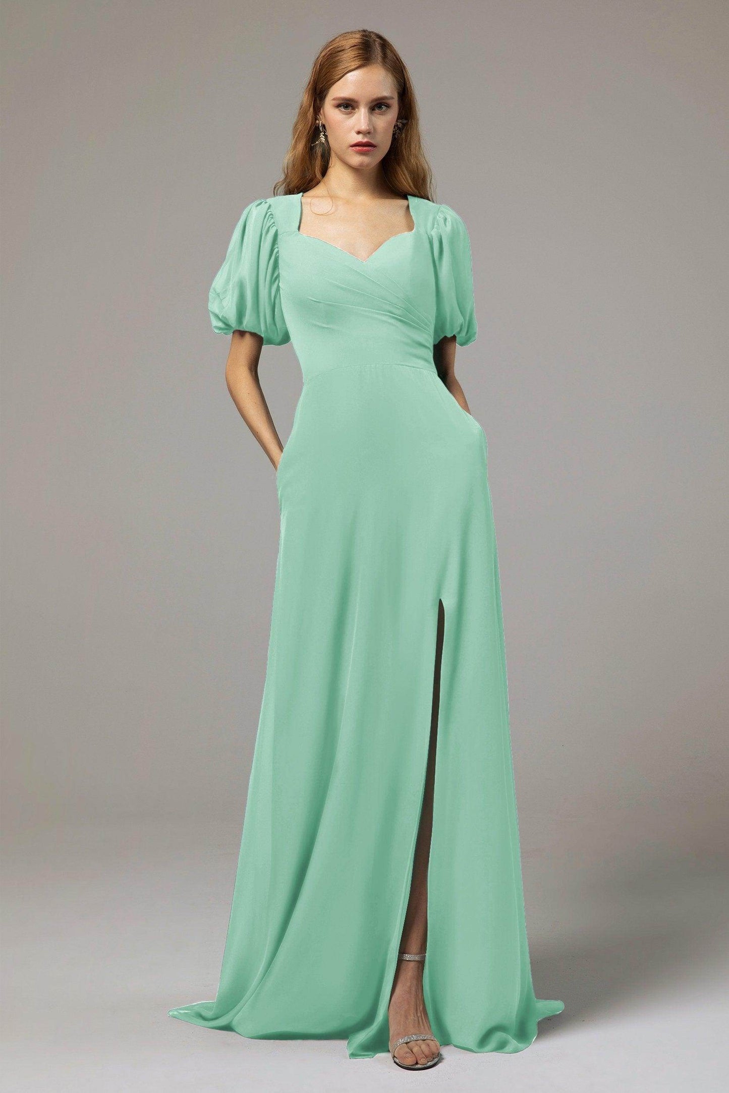 A-Line Floor Length Chiffon Bridesmaid Dress Formal Dresses CB0415 - COCOMELODY