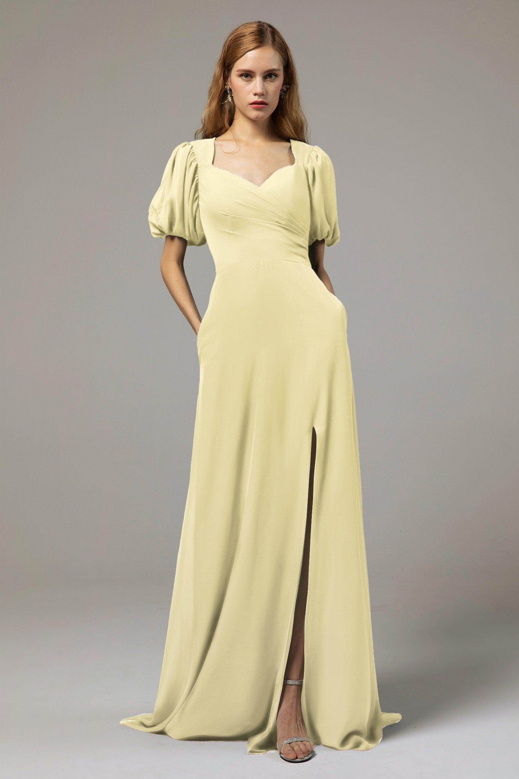 A-Line Floor Length Chiffon Bridesmaid Dress Formal Dresses CB0415 - COCOMELODY