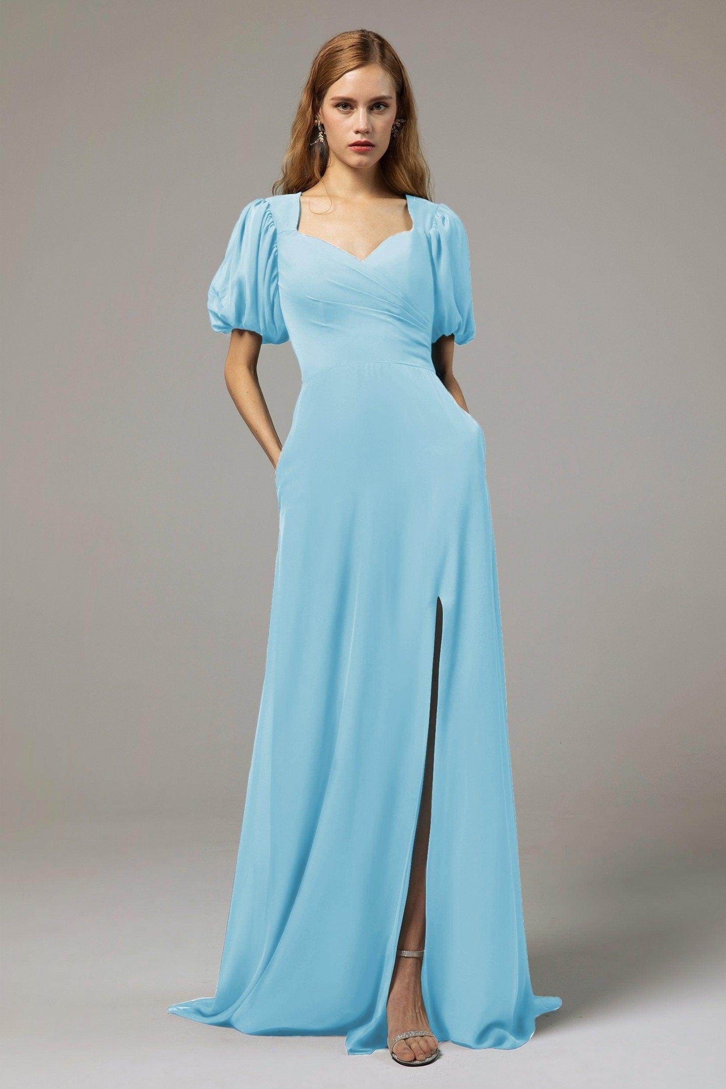 A-Line Floor Length Chiffon Bridesmaid Dress Formal Dresses CB0415 - COCOMELODY