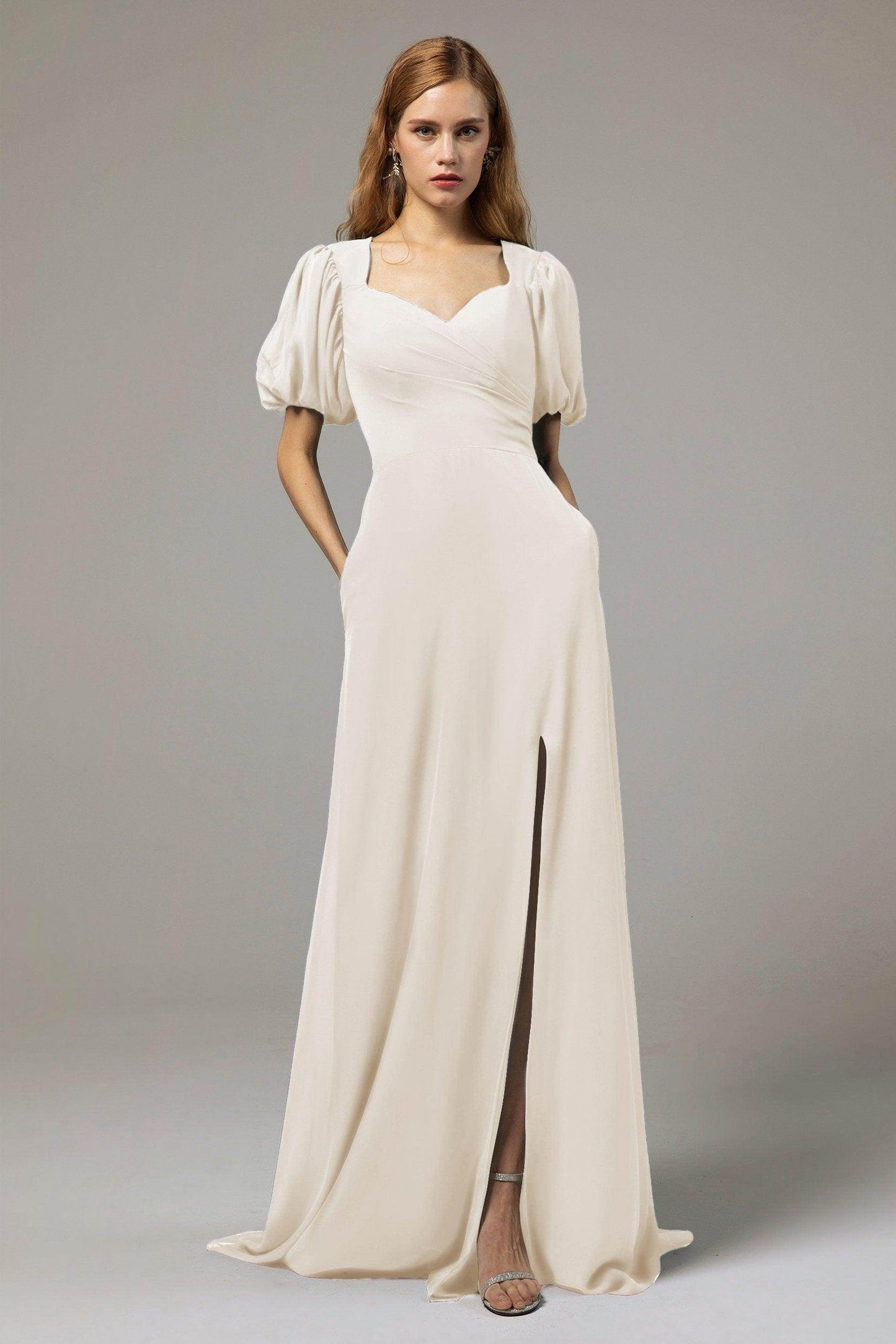 A-Line Floor Length Chiffon Bridesmaid Dress Formal Dresses CB0415 - COCOMELODY
