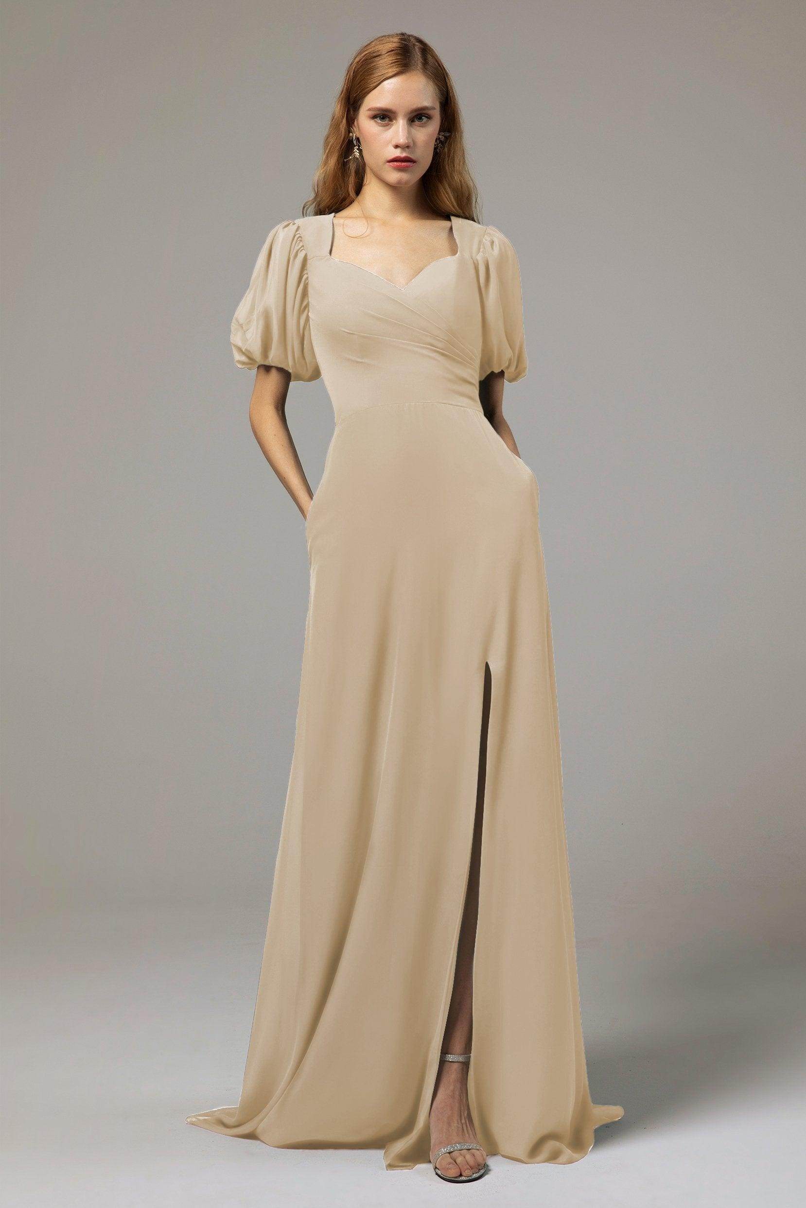 A-Line Floor Length Chiffon Bridesmaid Dress Formal Dresses CB0415 - COCOMELODY