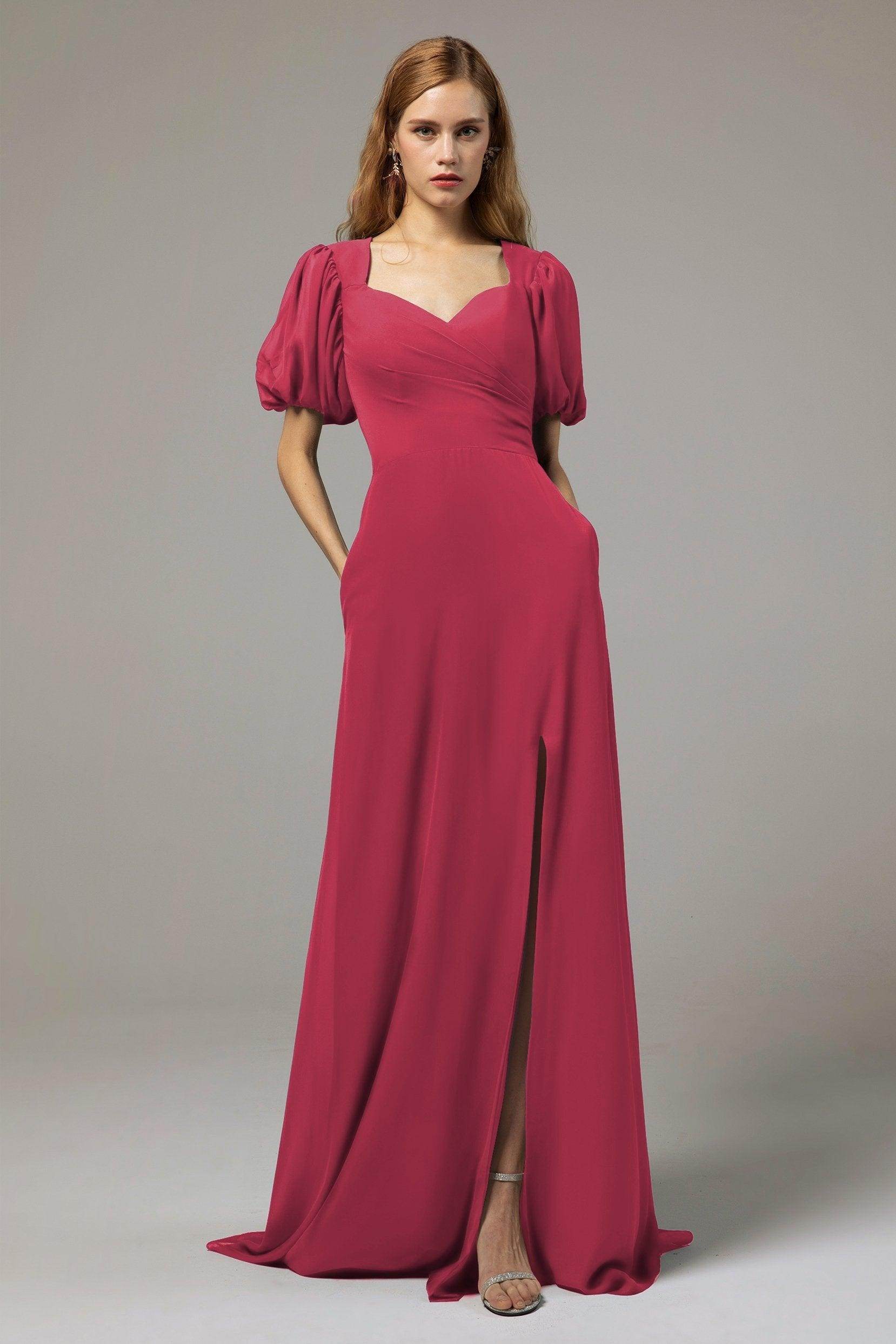 A-Line Floor Length Chiffon Bridesmaid Dress Formal Dresses CB0415 - COCOMELODY