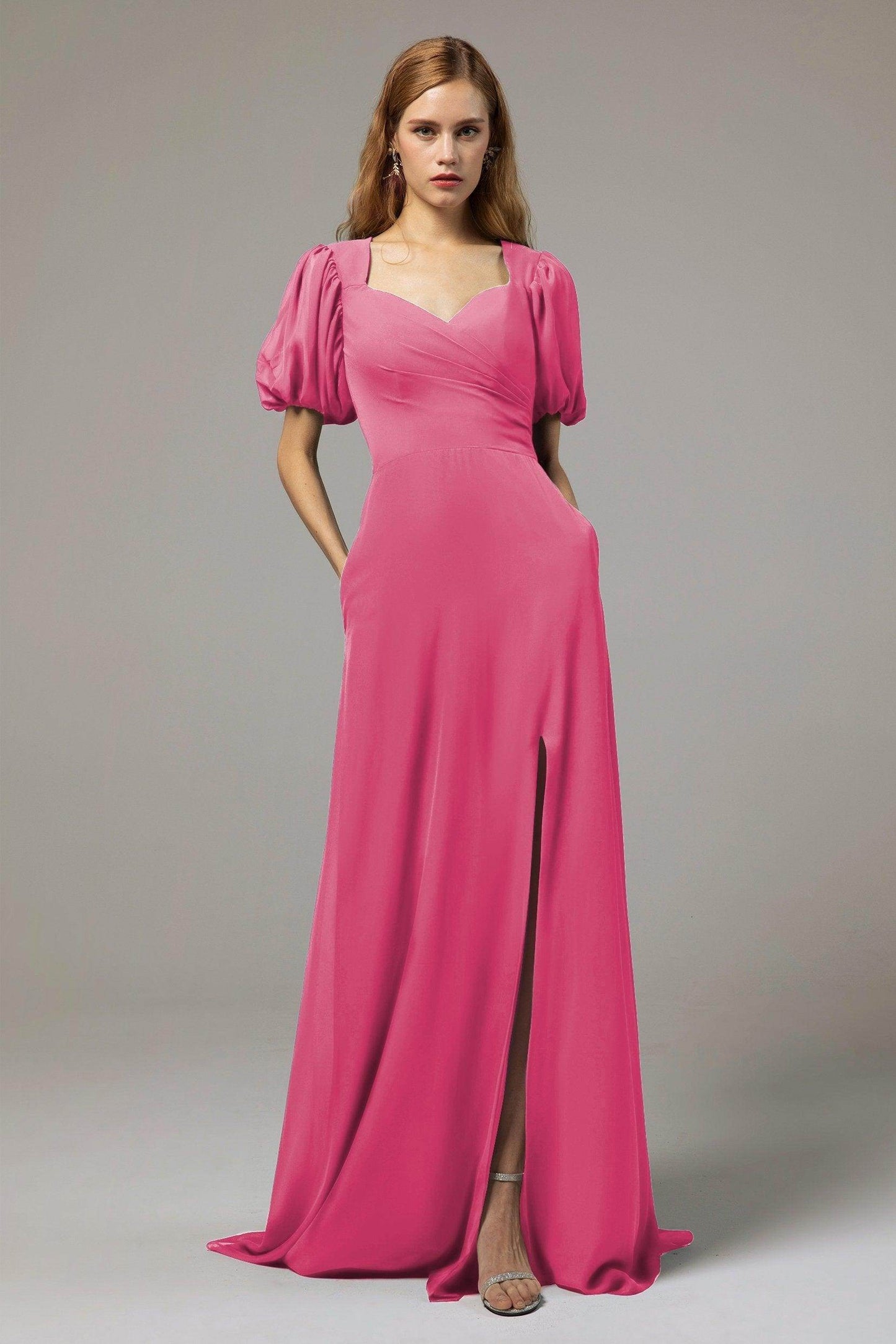 A-Line Floor Length Chiffon Bridesmaid Dress Formal Dresses CB0415 - COCOMELODY