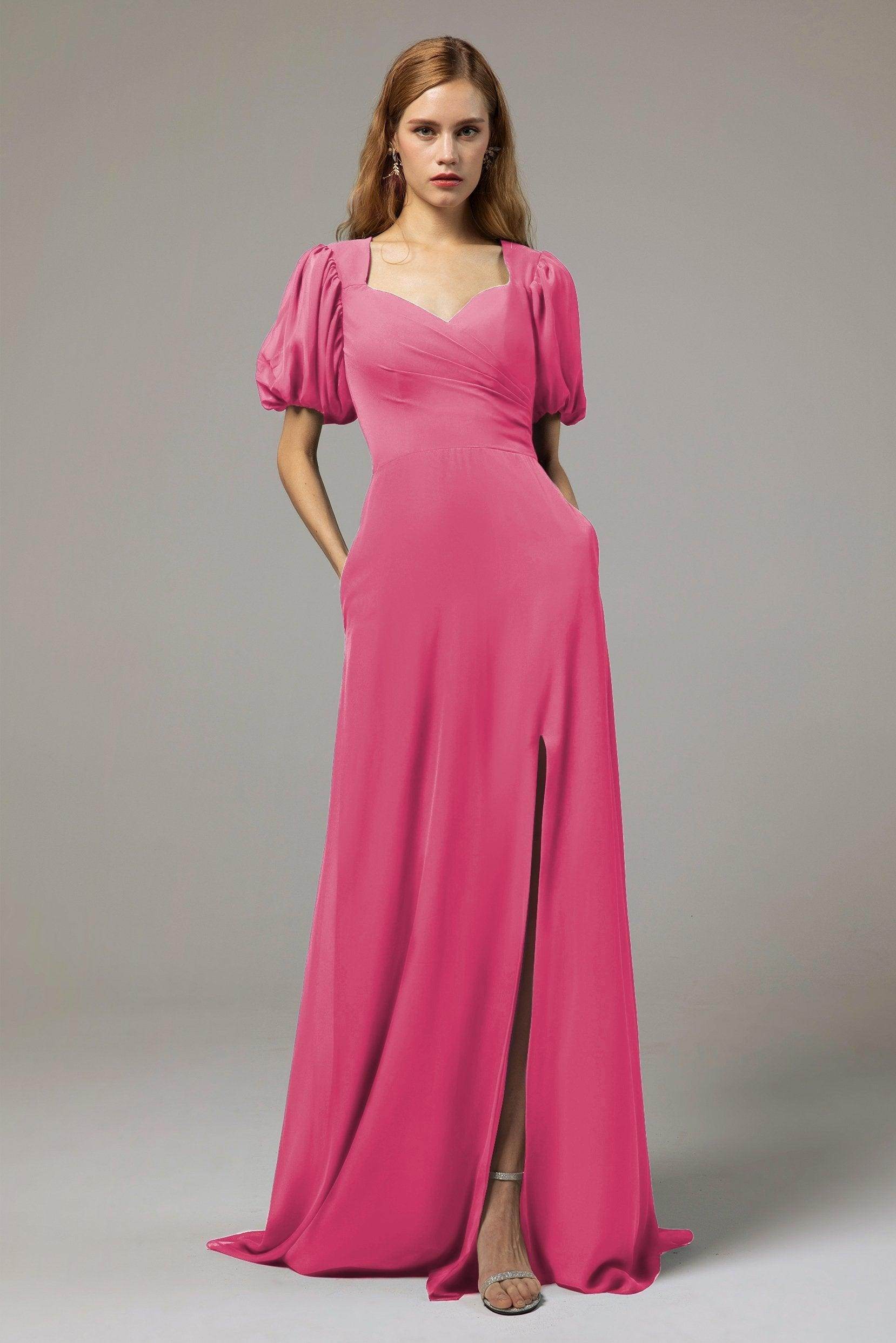 A-Line Floor Length Chiffon Bridesmaid Dress Formal Dresses CB0415 - COCOMELODY