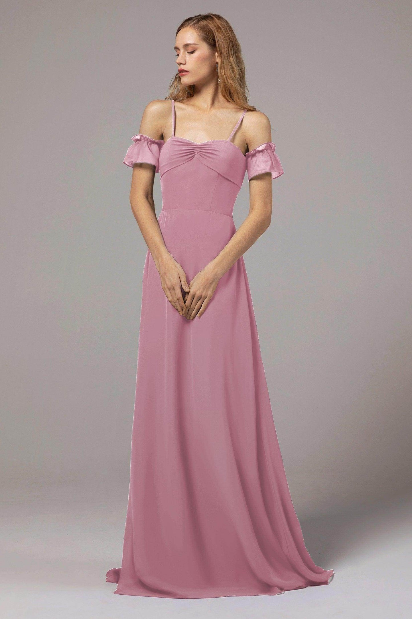 A-Line Floor Length Chiffon Bridesmaid Dress Formal Dresses CB0416 - COCOMELODY