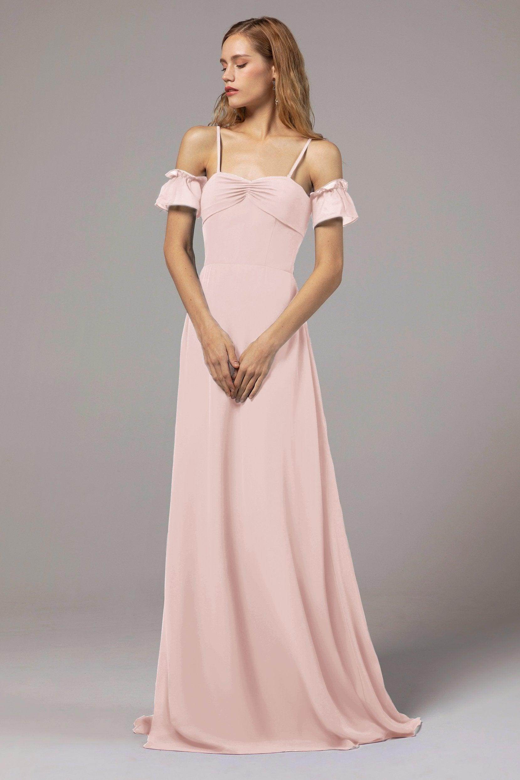 A-Line Floor Length Chiffon Bridesmaid Dress Formal Dresses CB0416 - COCOMELODY