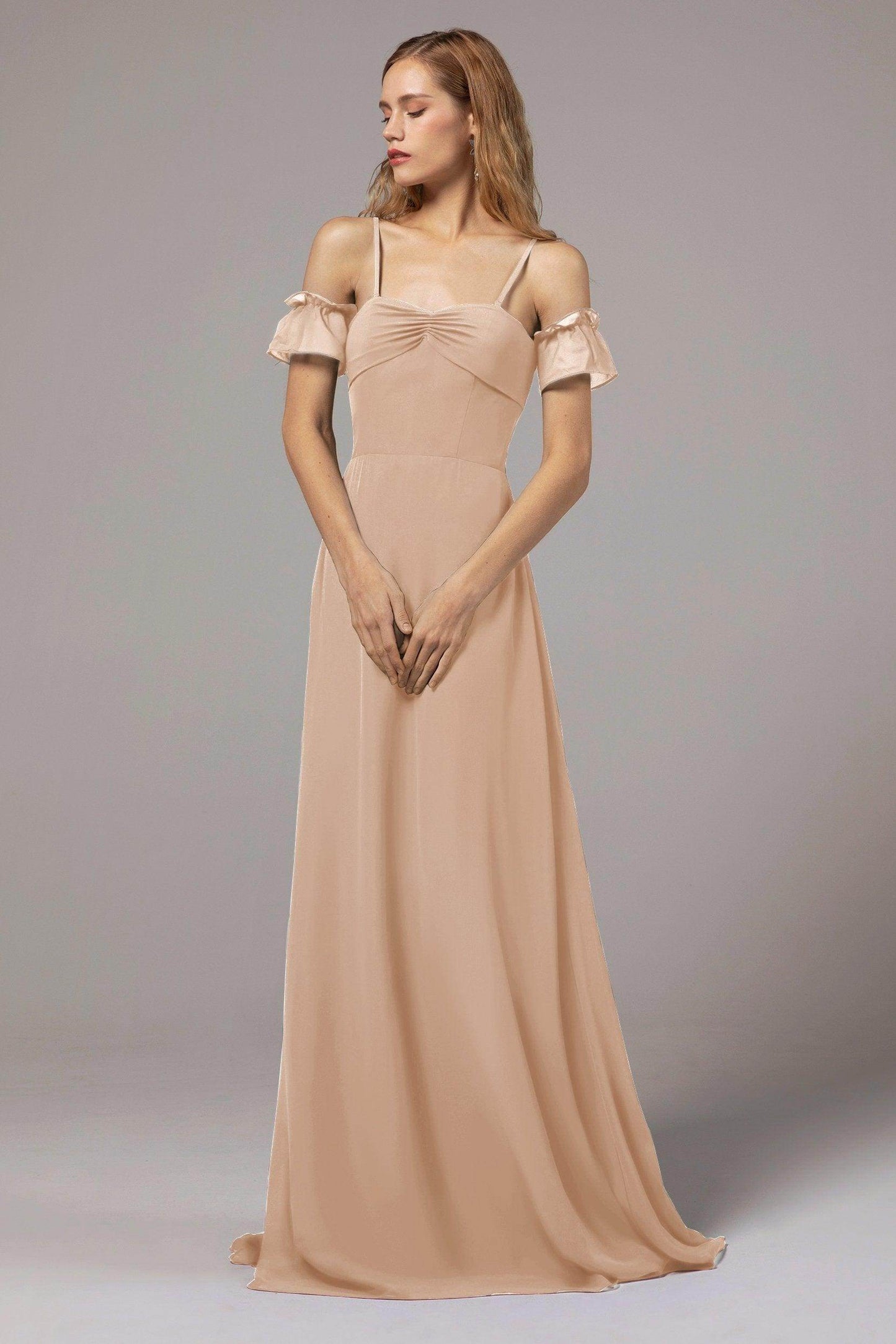 A-Line Floor Length Chiffon Bridesmaid Dress Formal Dresses CB0416 - COCOMELODY