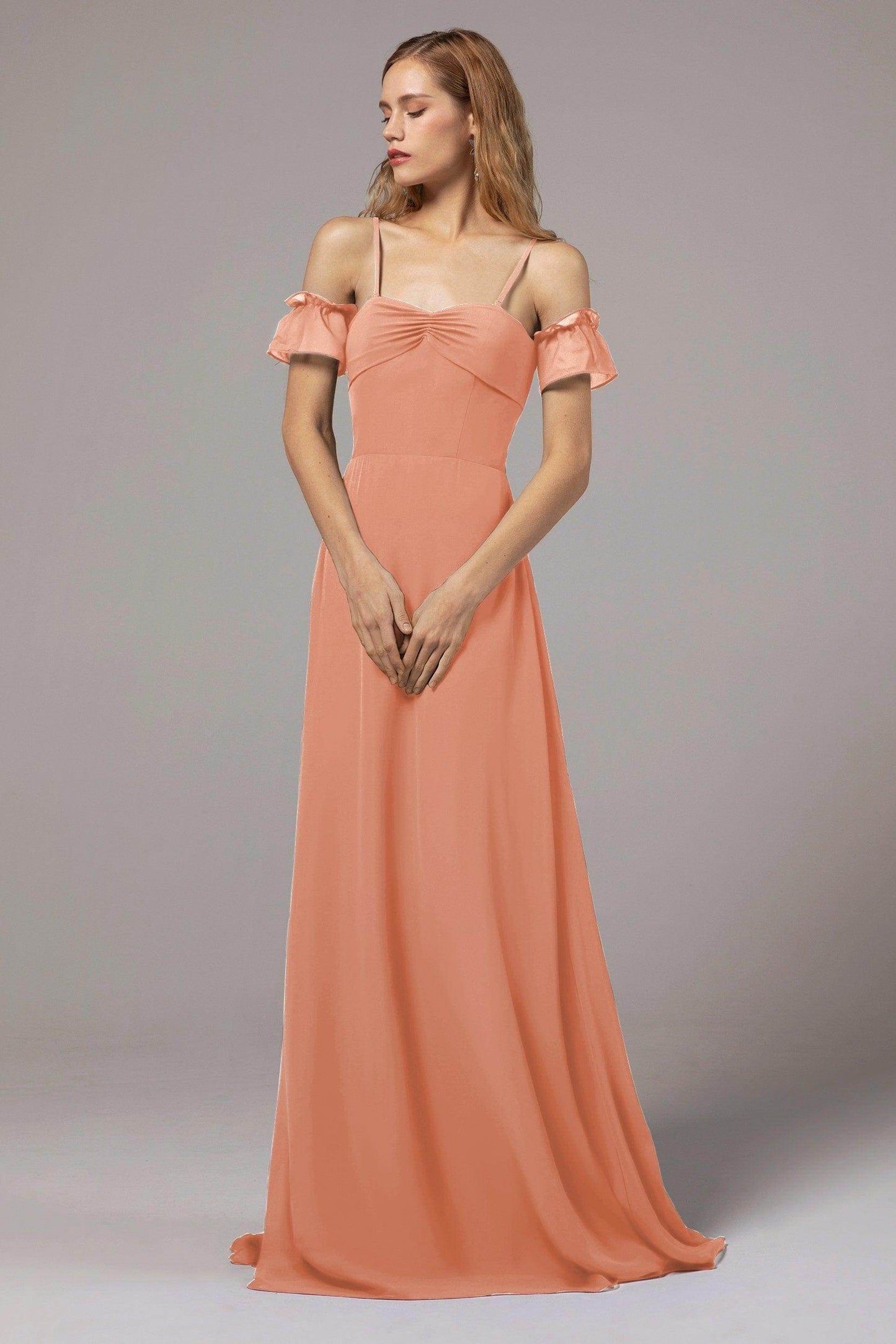 A-Line Floor Length Chiffon Bridesmaid Dress Formal Dresses CB0416 - COCOMELODY