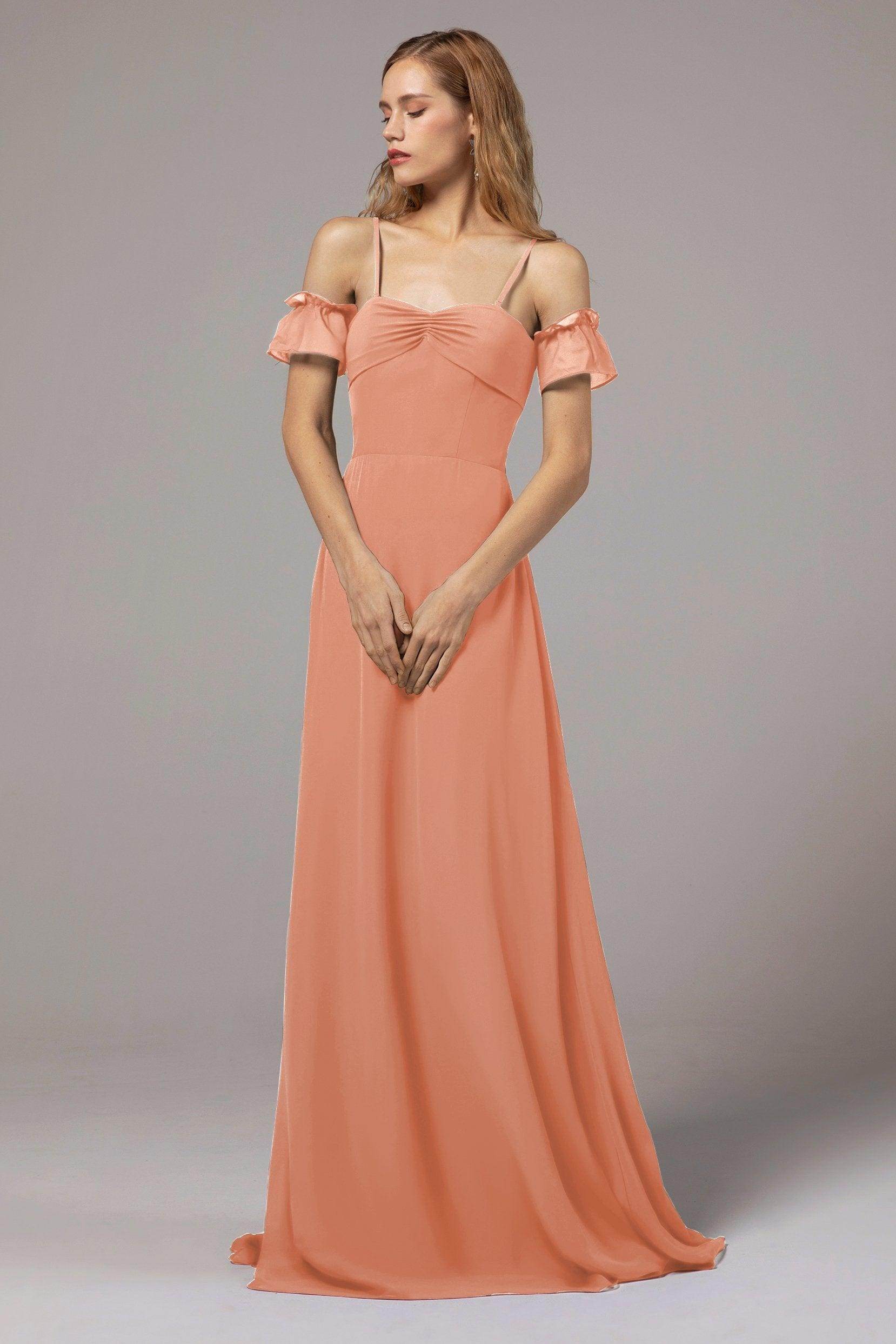 A-Line Floor Length Chiffon Bridesmaid Dress Formal Dresses CB0416 - COCOMELODY