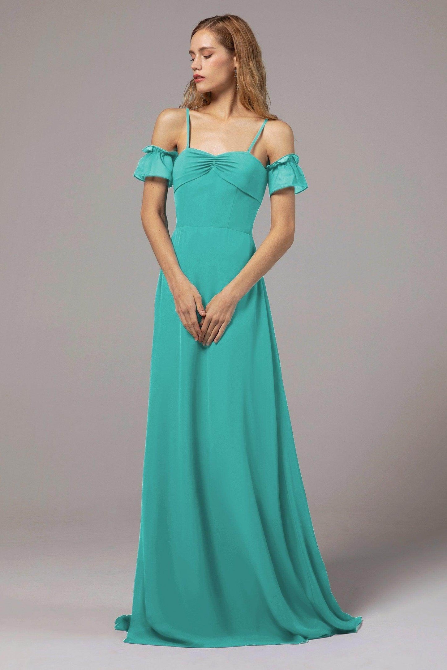 A-Line Floor Length Chiffon Bridesmaid Dress Formal Dresses CB0416 - COCOMELODY