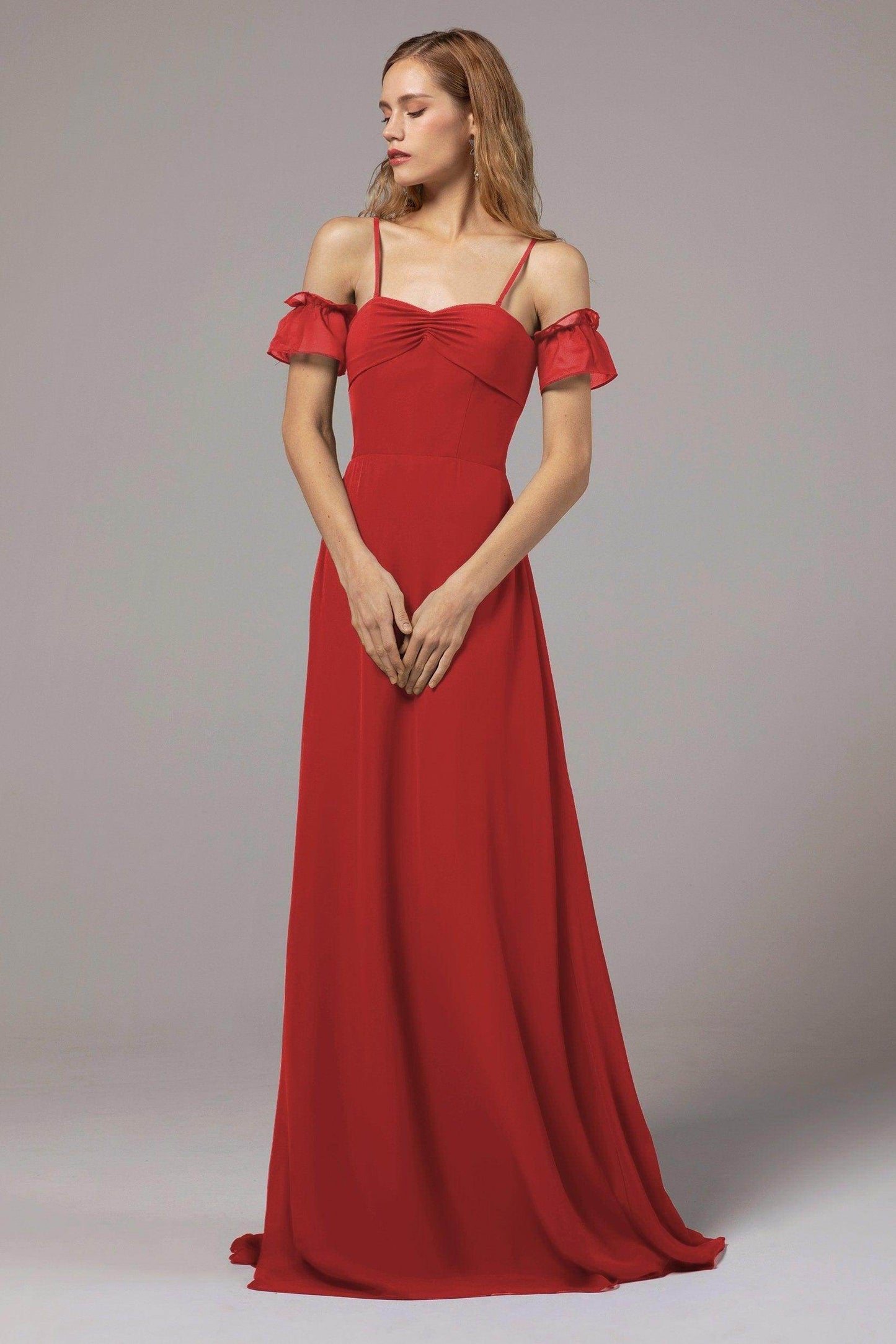 A-Line Floor Length Chiffon Bridesmaid Dress Formal Dresses CB0416 - COCOMELODY