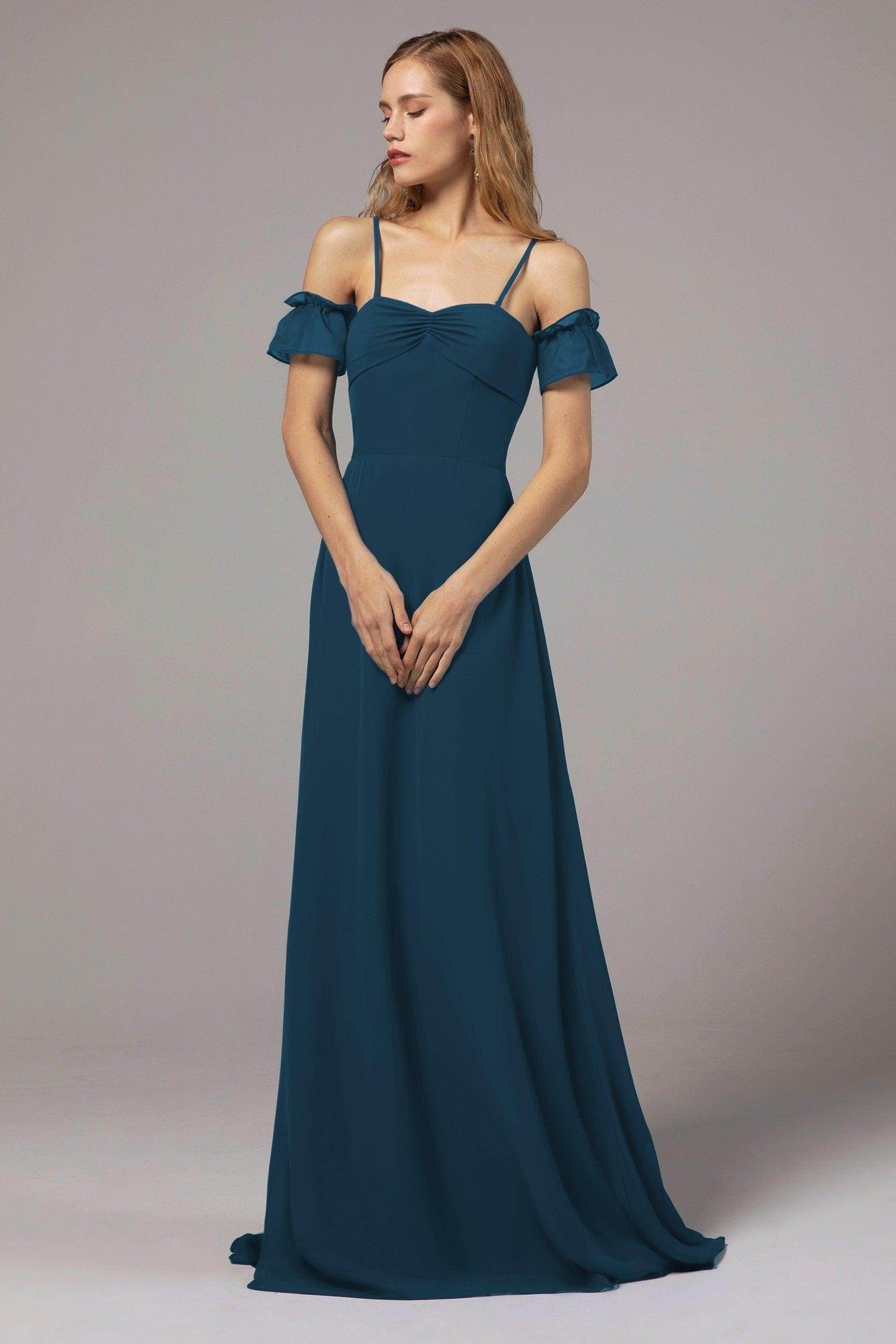 A-Line Floor Length Chiffon Bridesmaid Dress Formal Dresses CB0416 - COCOMELODY