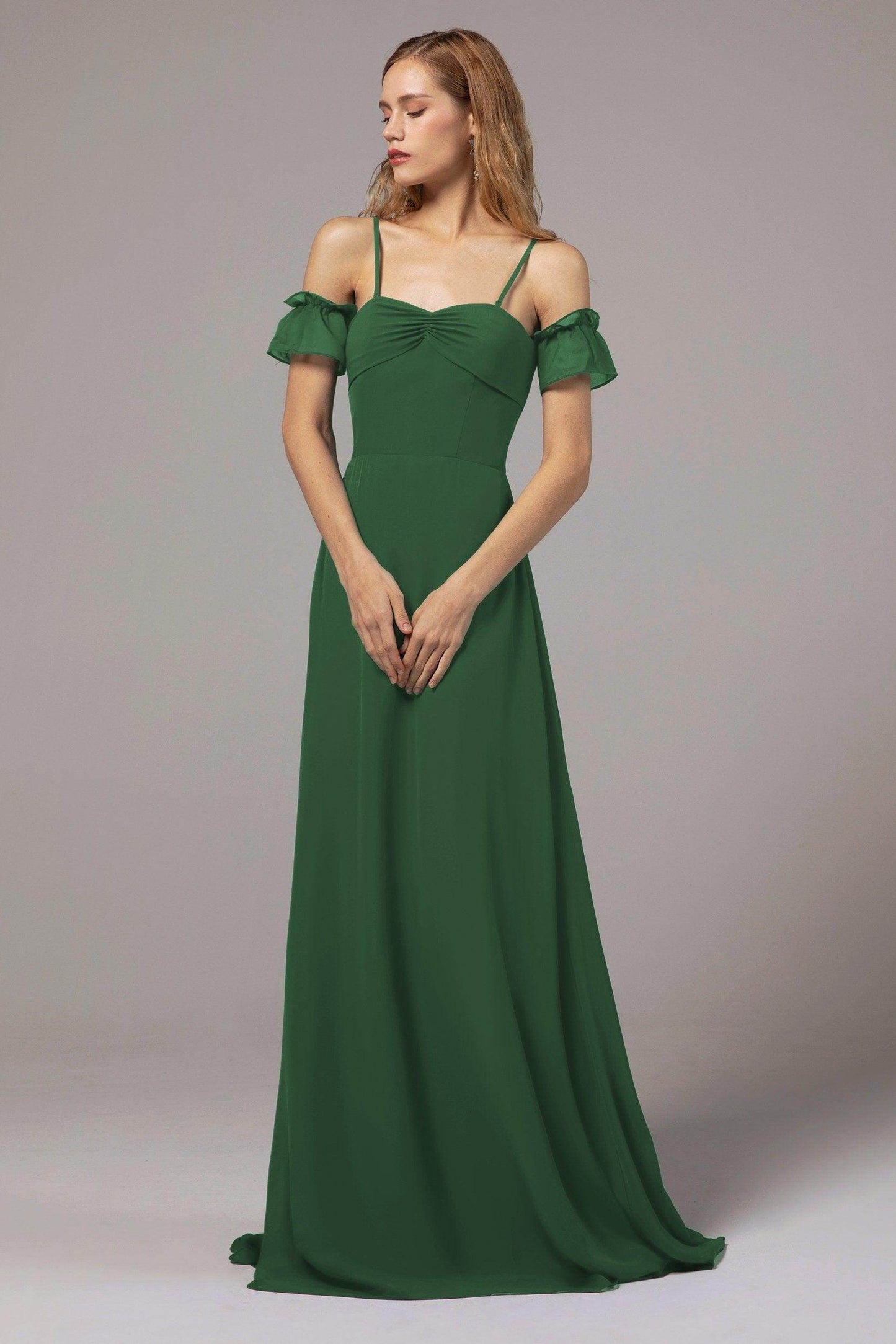 A-Line Floor Length Chiffon Bridesmaid Dress Formal Dresses CB0416 - COCOMELODY