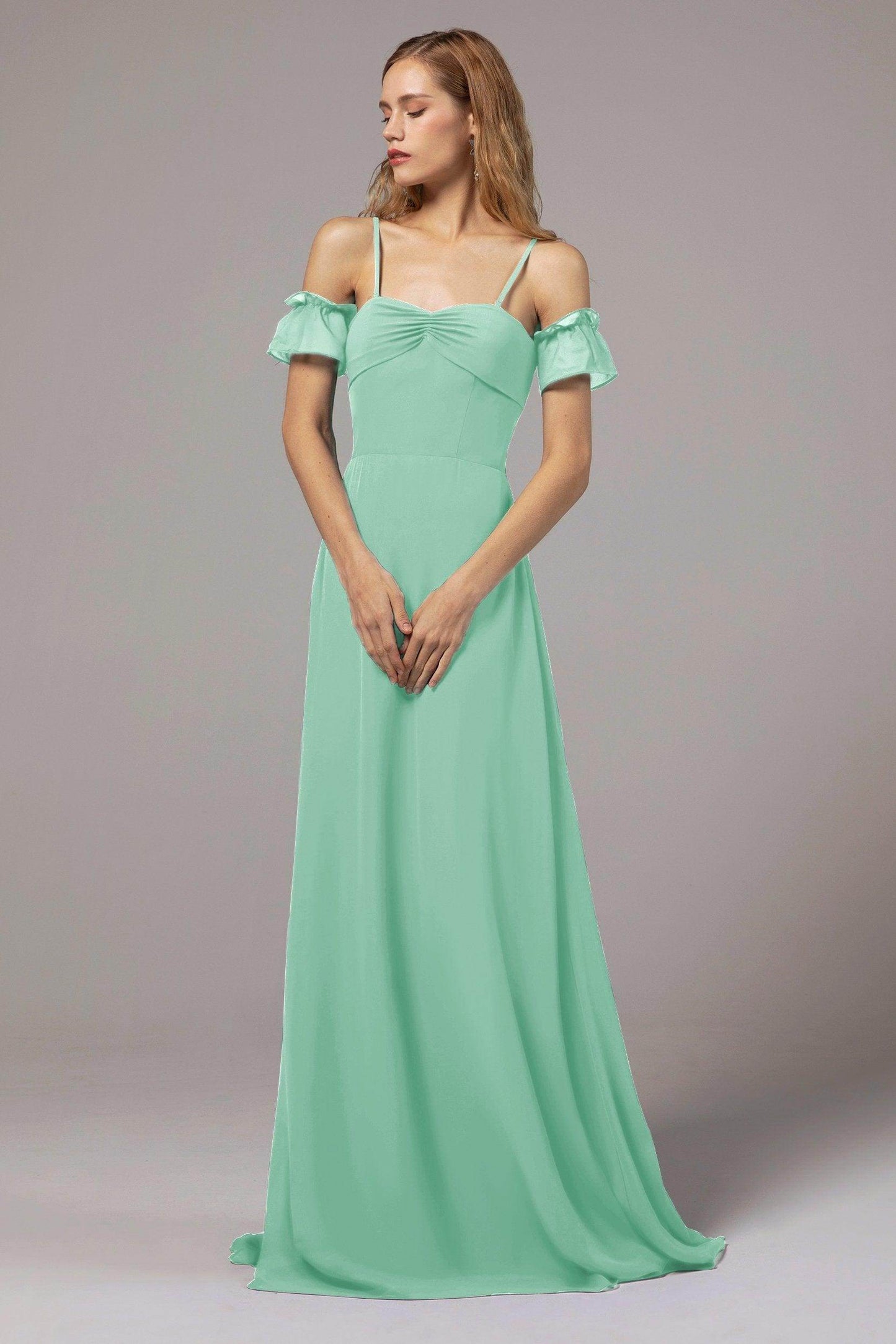 A-Line Floor Length Chiffon Bridesmaid Dress Formal Dresses CB0416 - COCOMELODY