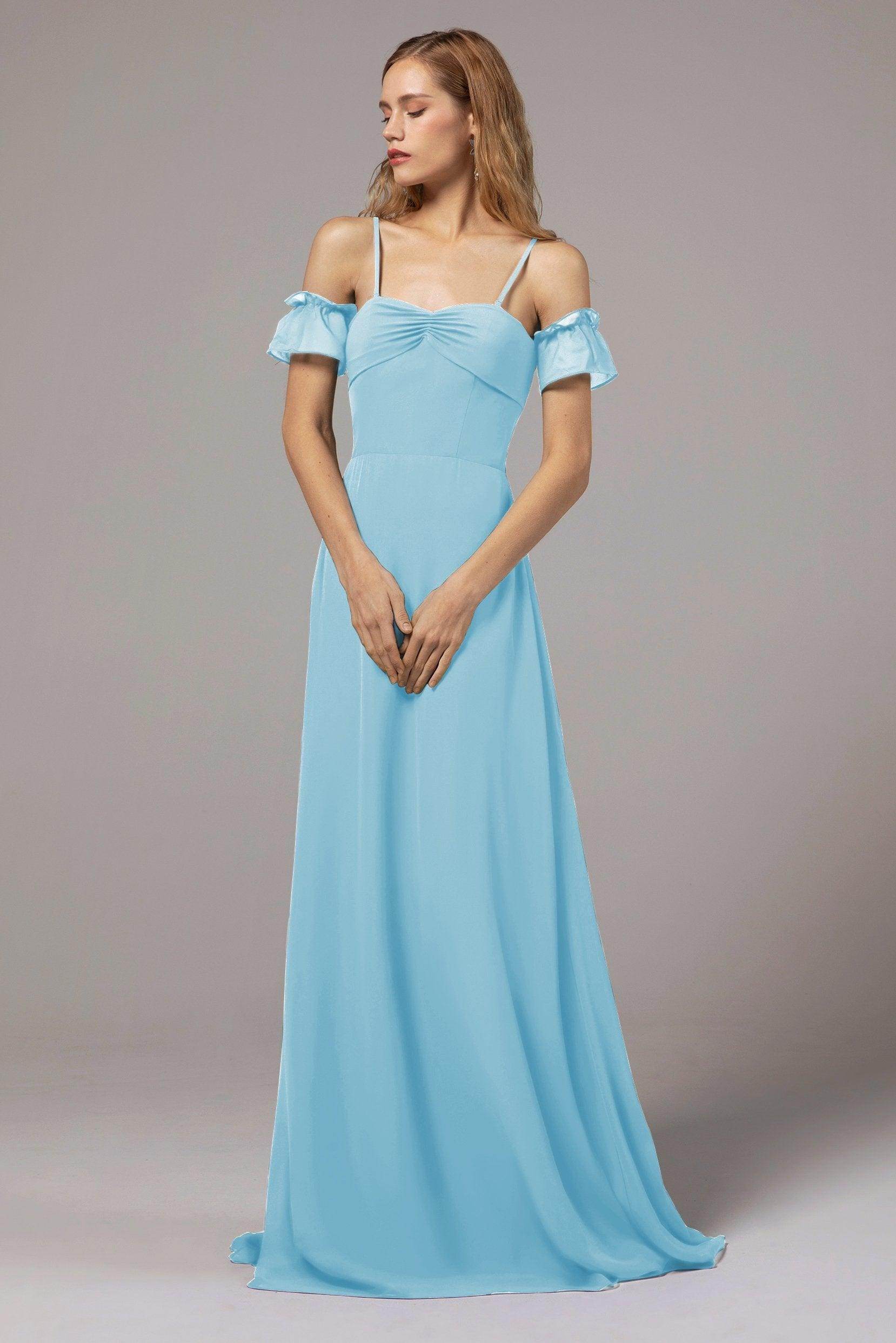 A-Line Floor Length Chiffon Bridesmaid Dress Formal Dresses CB0416 - COCOMELODY
