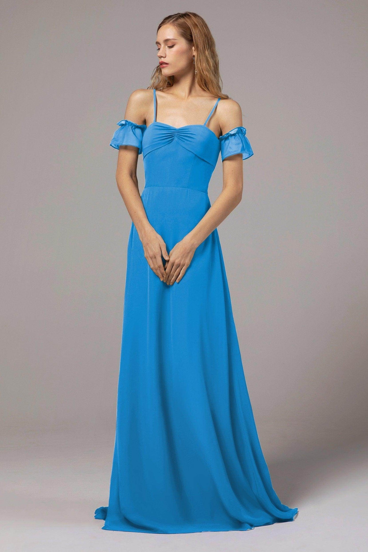 A-Line Floor Length Chiffon Bridesmaid Dress Formal Dresses CB0416 - COCOMELODY