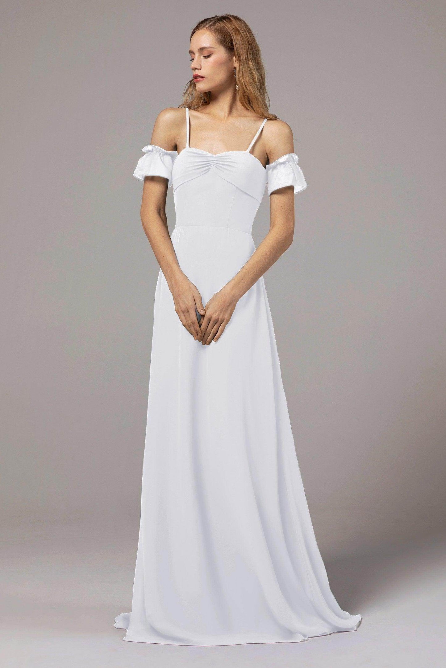 A-Line Floor Length Chiffon Bridesmaid Dress Formal Dresses CB0416 - COCOMELODY