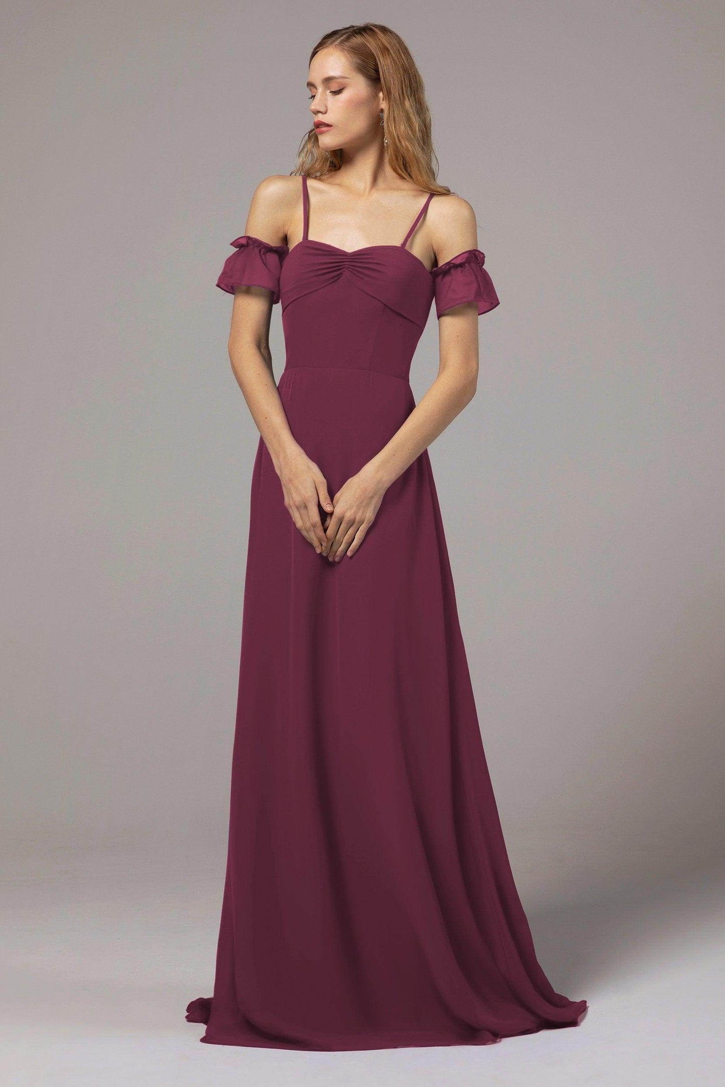 A-Line Floor Length Chiffon Bridesmaid Dress Formal Dresses CB0416 - COCOMELODY