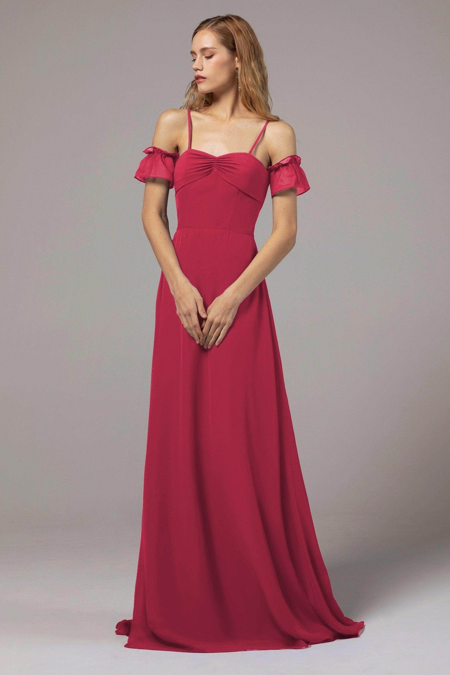A-Line Floor Length Chiffon Bridesmaid Dress Formal Dresses CB0416 - COCOMELODY