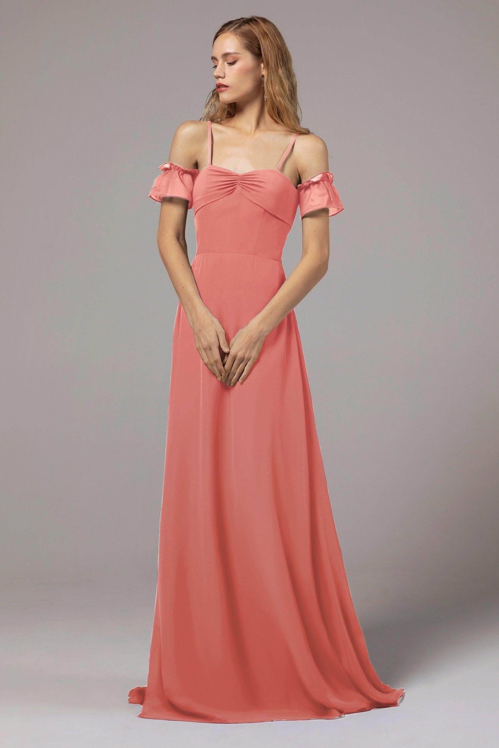 A-Line Floor Length Chiffon Bridesmaid Dress Formal Dresses CB0416 - COCOMELODY