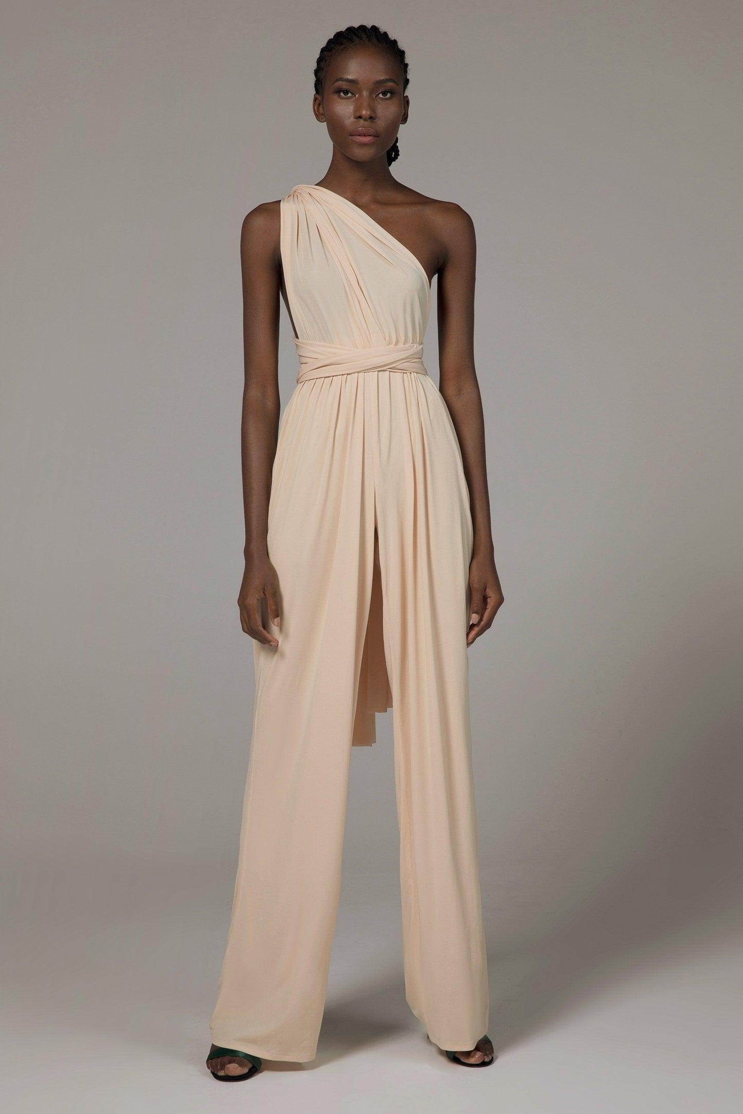 Jumpsuit Floor Length Knitted Fabric Bridesmaid Dress Formal Dresses CB0419 - COCOMELODY