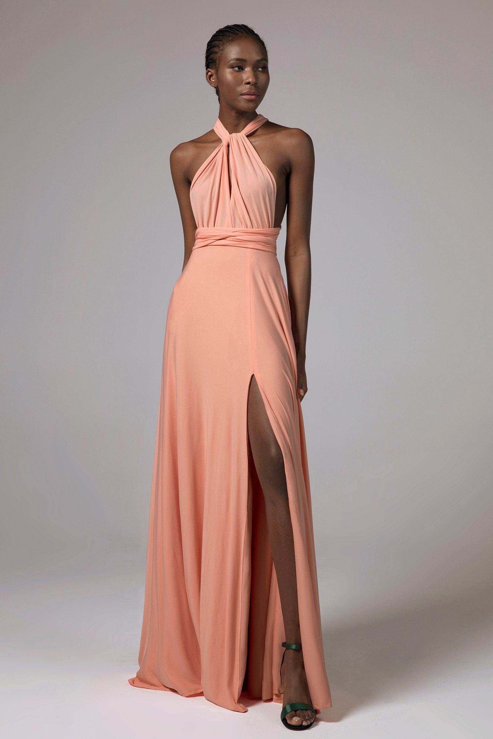 A-Line Floor Length Knitted Fabric Bridesmaid Dress COCOMELODY CB0420, Pale Pink A-Line Floor Length Knitted Fabric Bridesmaid Dress COCOMELODY CB0420, Pale Pink