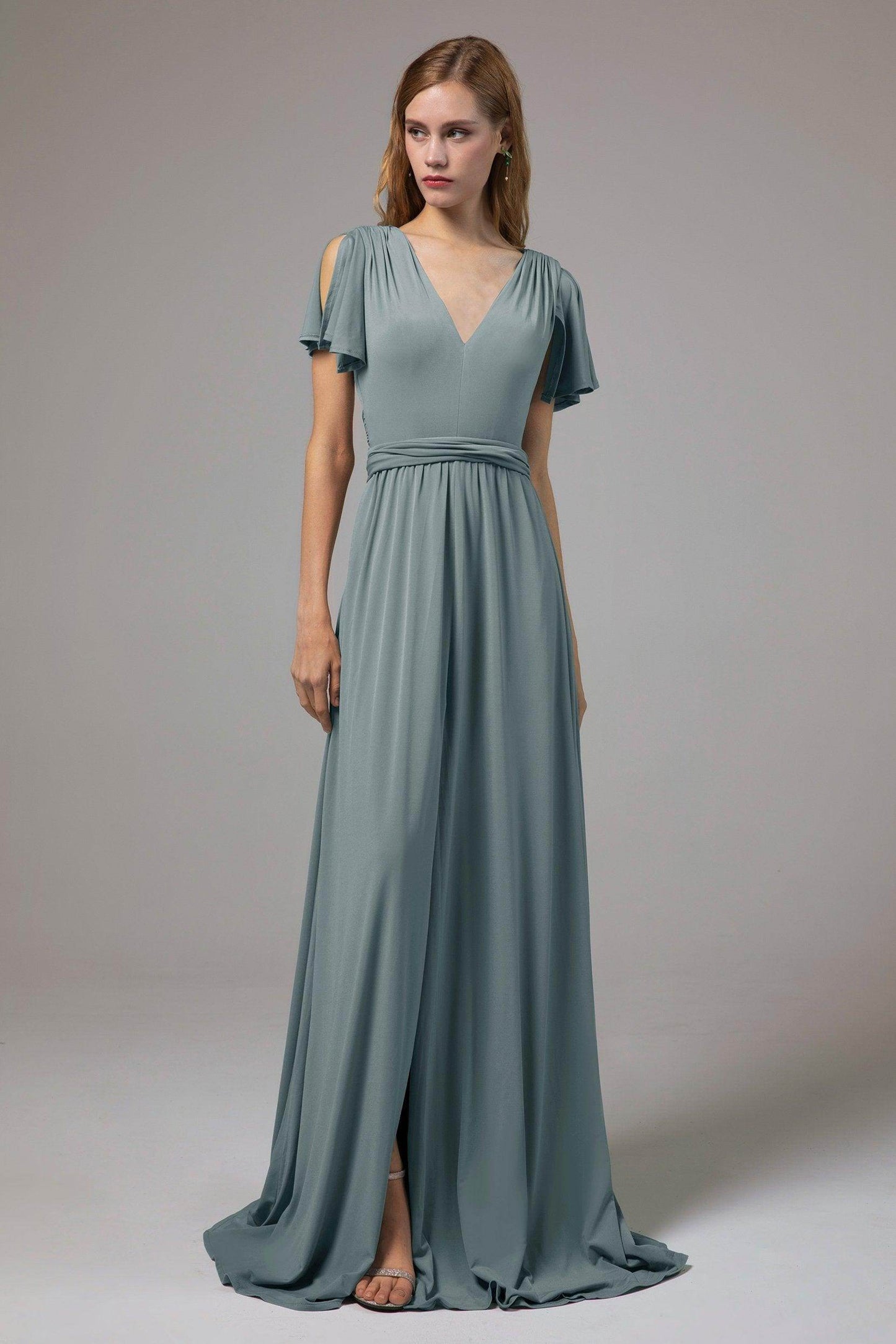 A-Line Floor Length Knitted Fabric Bridesmaid Dress Formal Dresses CB0422 - COCOMELODY