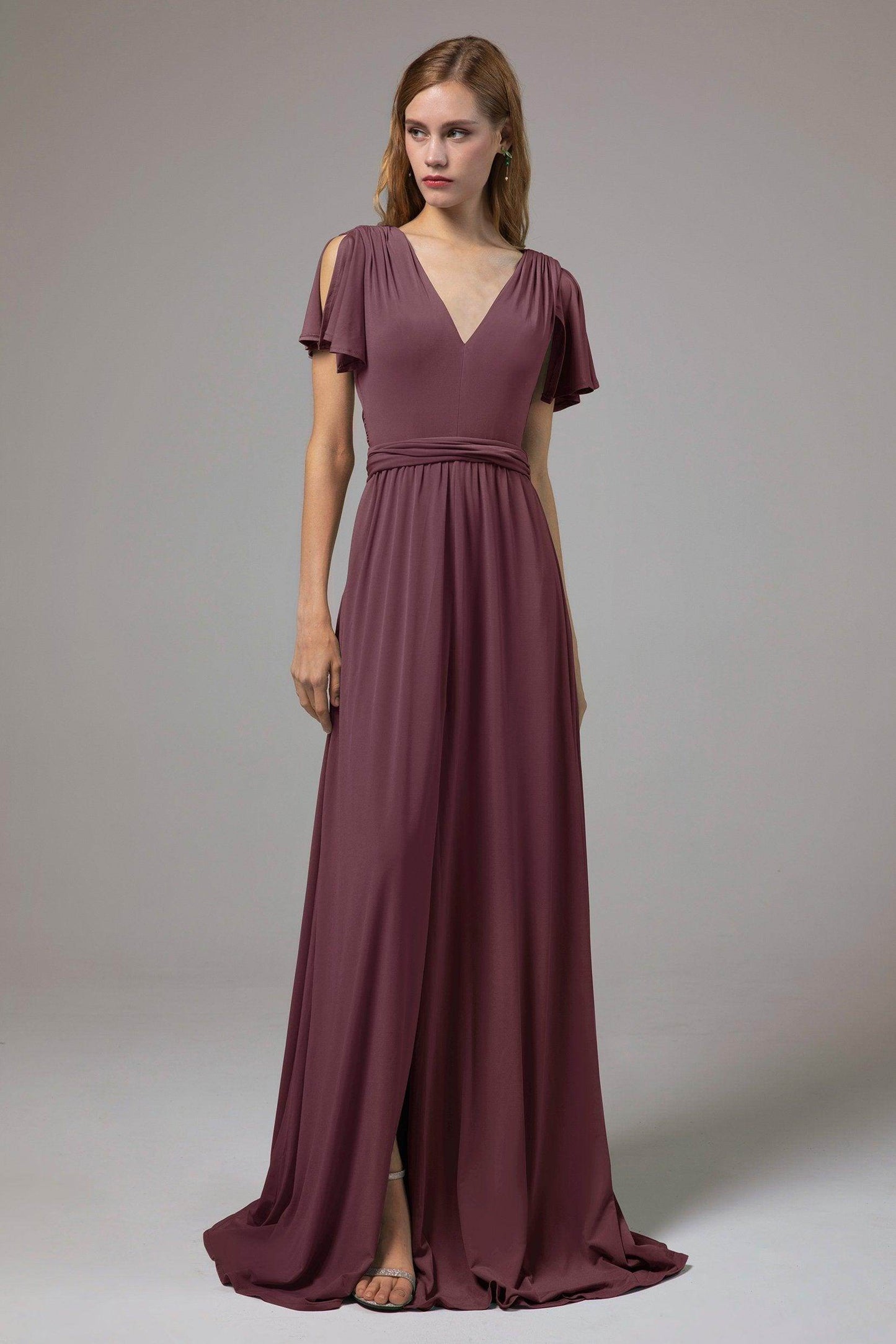 A-Line Floor Length Knitted Fabric Bridesmaid Dress Formal Dresses CB0422 - COCOMELODY