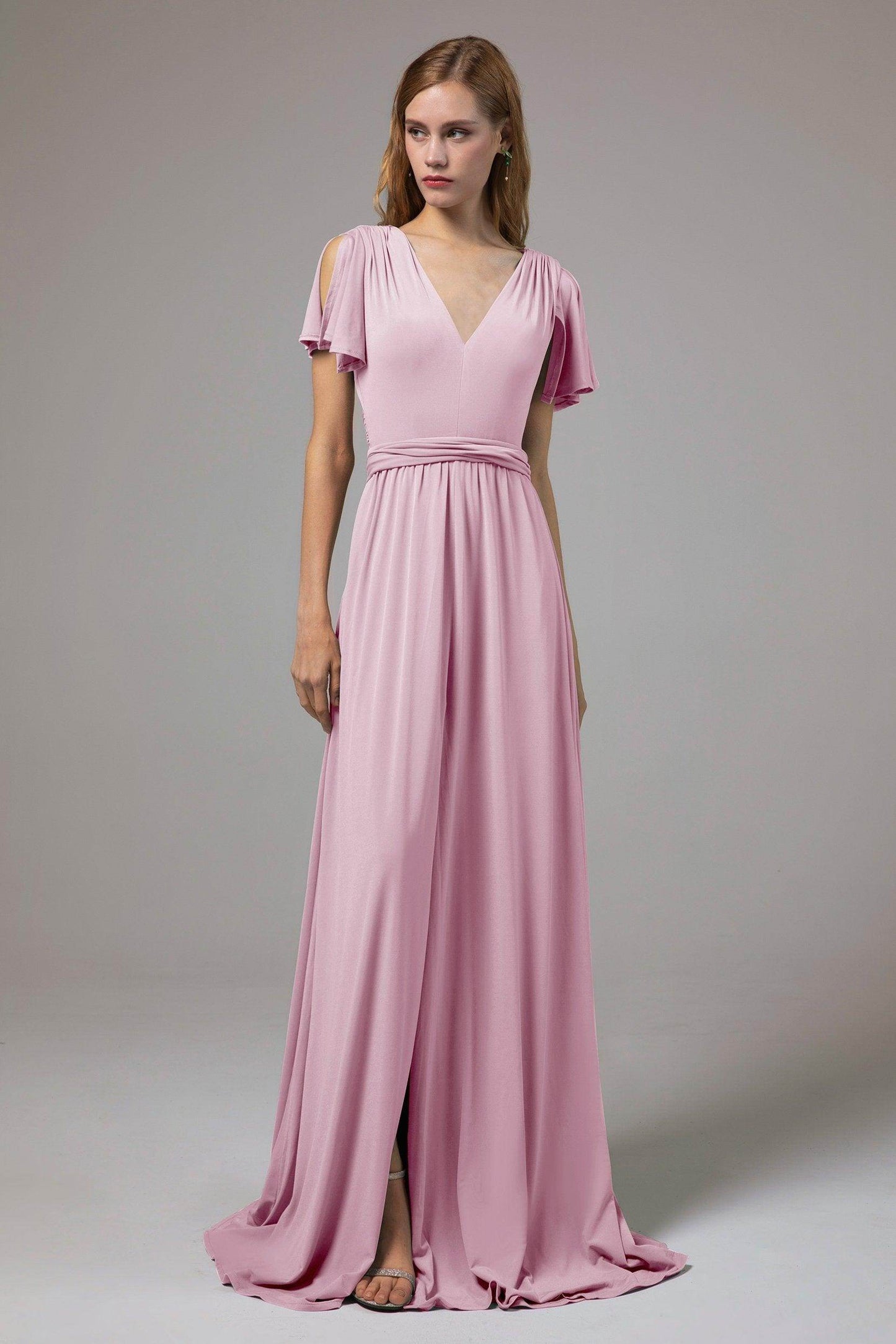 A-Line Floor Length Knitted Fabric Bridesmaid Dress Formal Dresses CB0422 - COCOMELODY