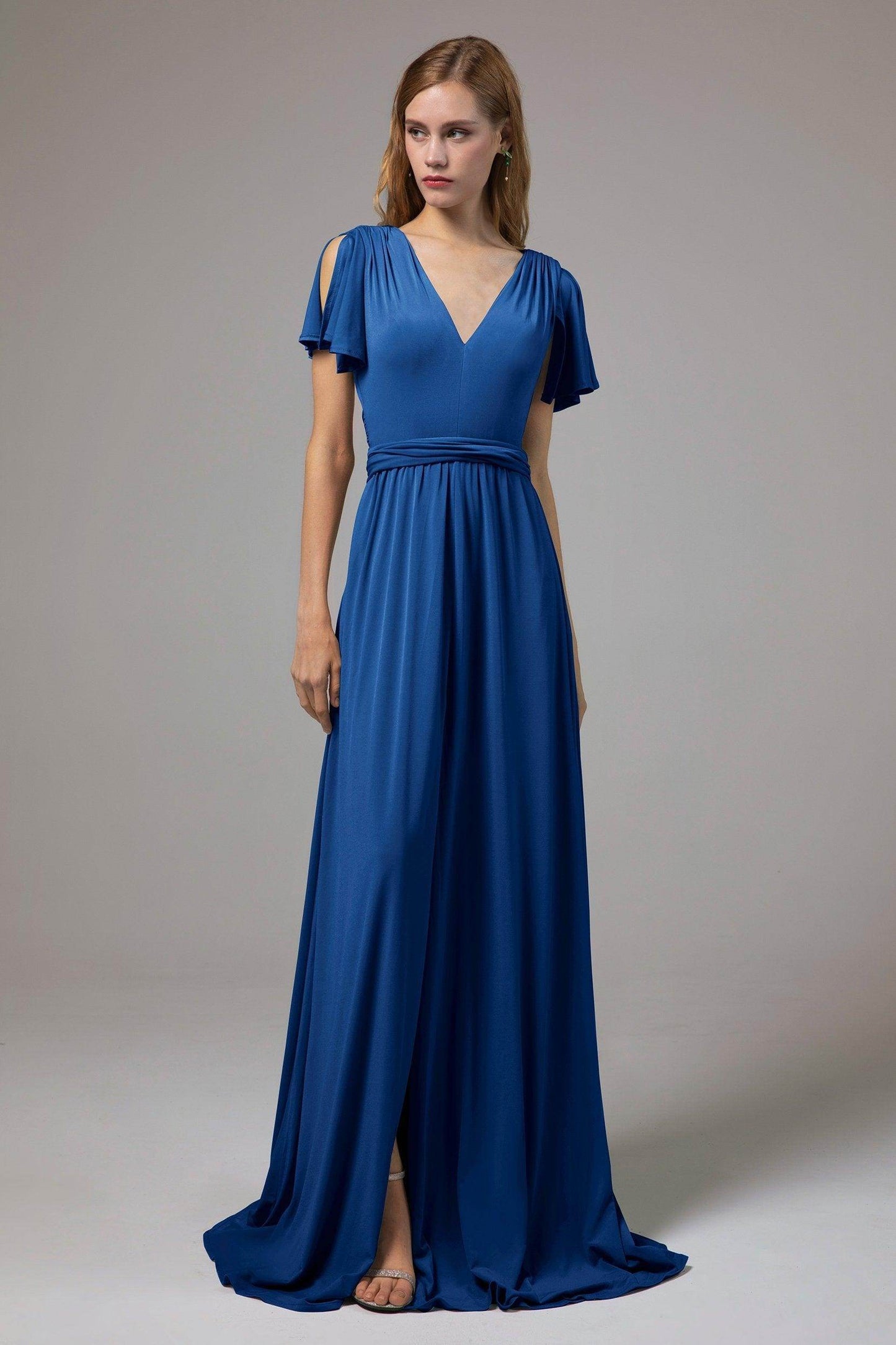 A-Line Floor Length Knitted Fabric Bridesmaid Dress Formal Dresses CB0422 - COCOMELODY