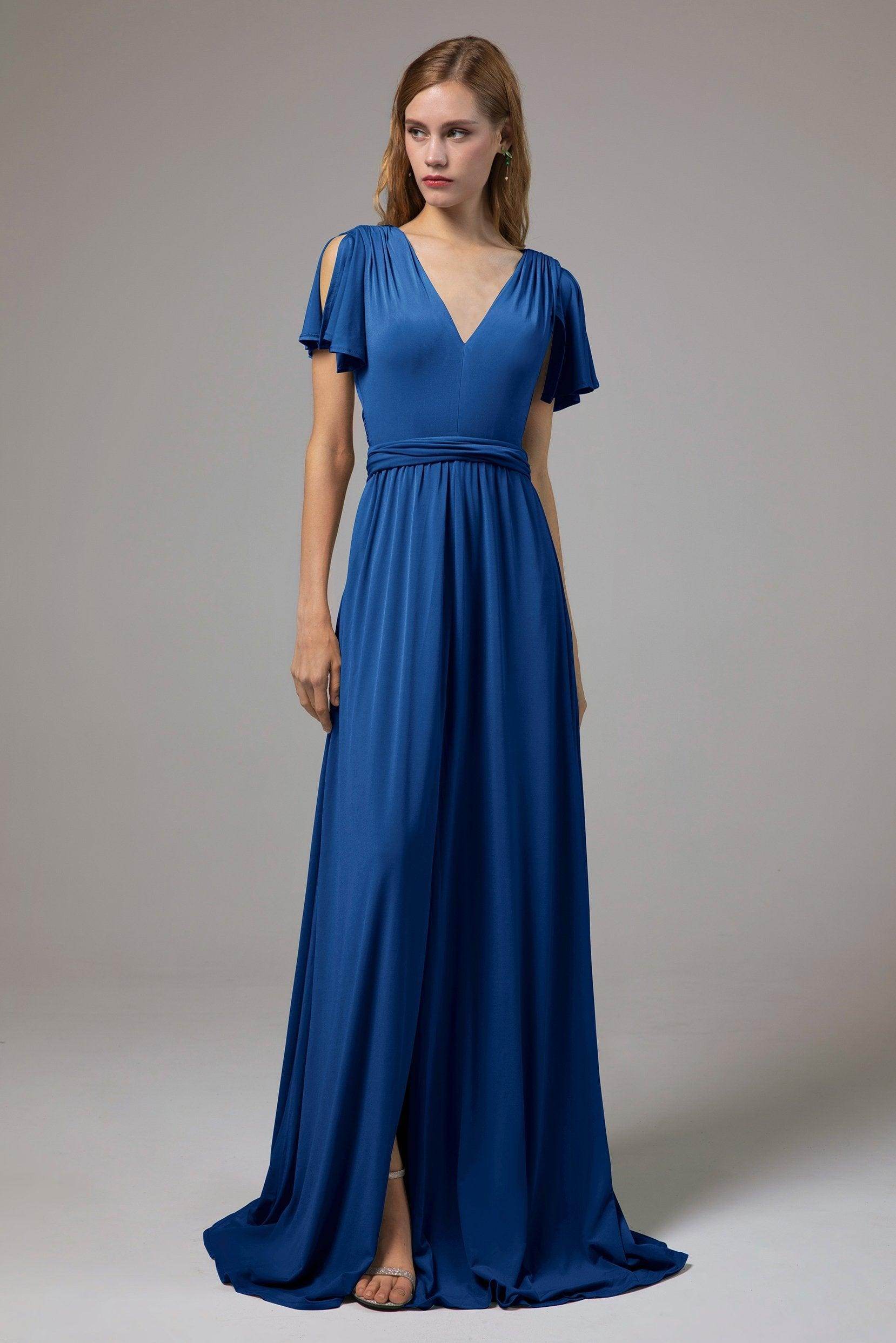 A-Line Floor Length Knitted Fabric Bridesmaid Dress Formal Dresses CB0422 - COCOMELODY