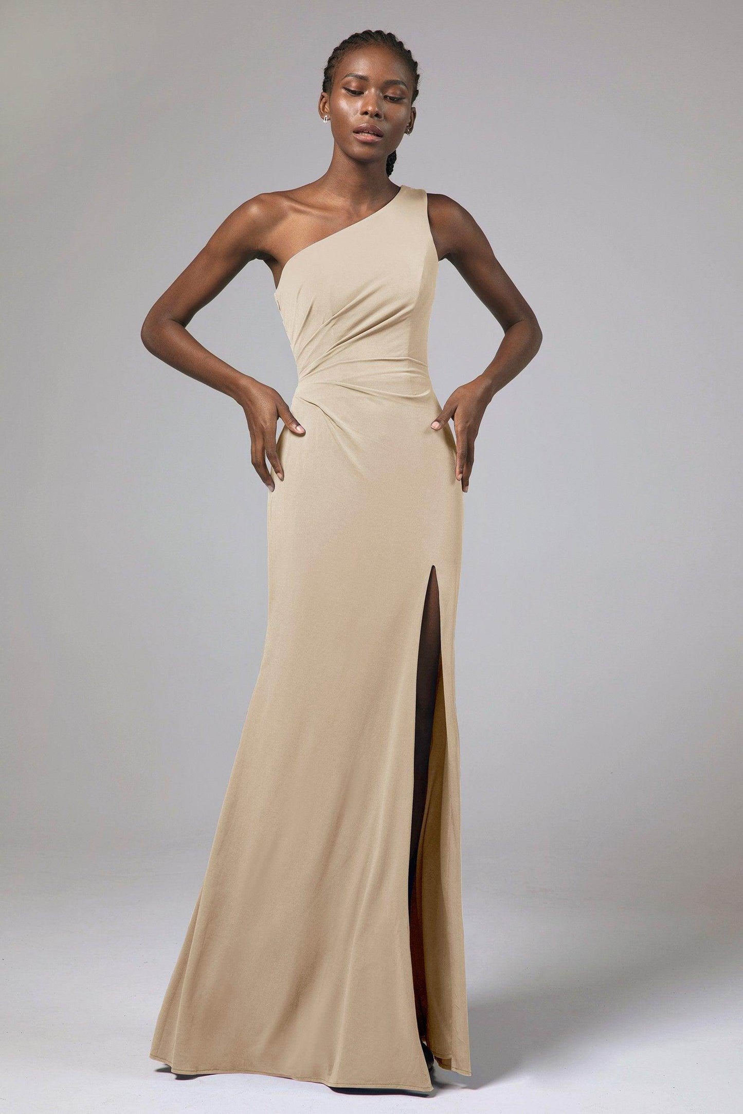Sheath Floor Length Knitted Fabric Bridesmaid Dress Formal Dresses CB0423 - COCOMELODY
