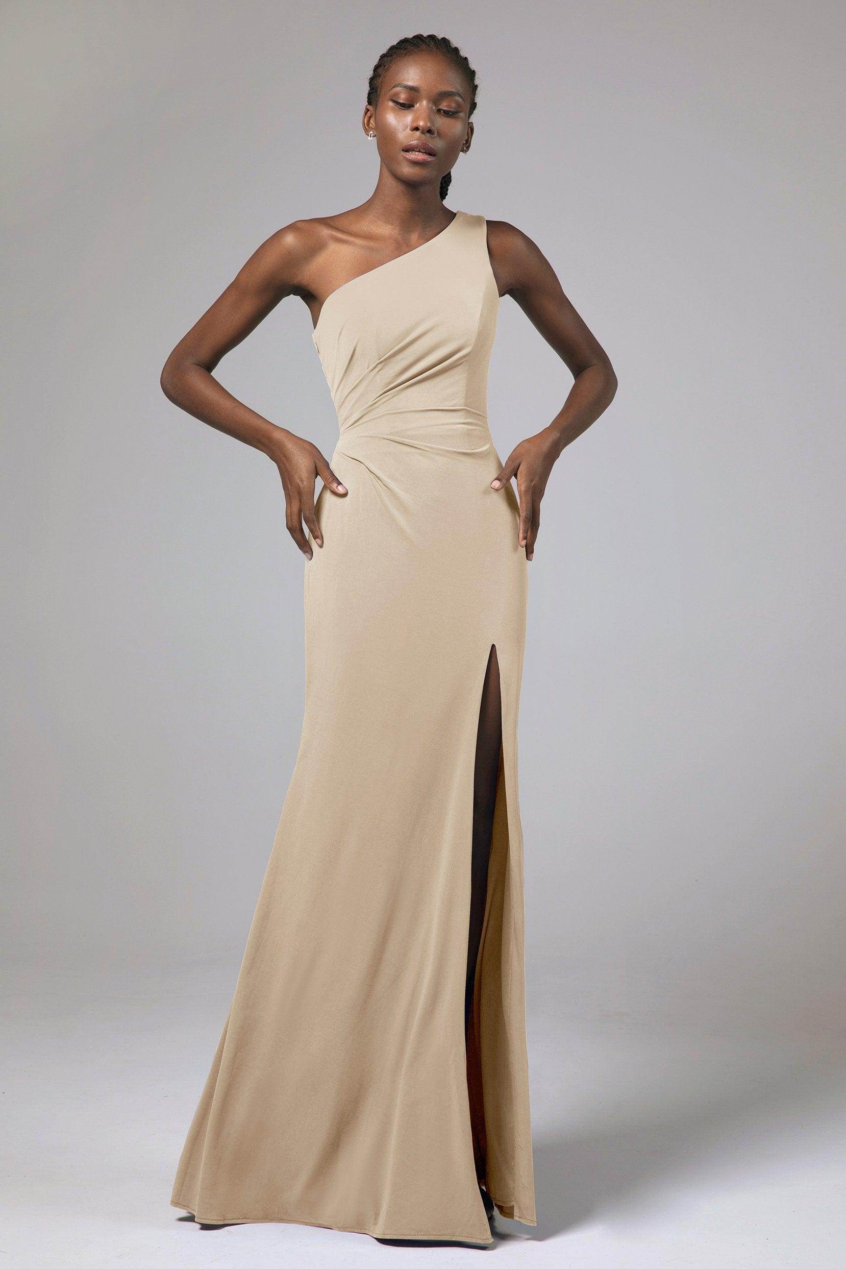Sheath Floor Length Knitted Fabric Bridesmaid Dress Formal Dresses CB0423 - COCOMELODY