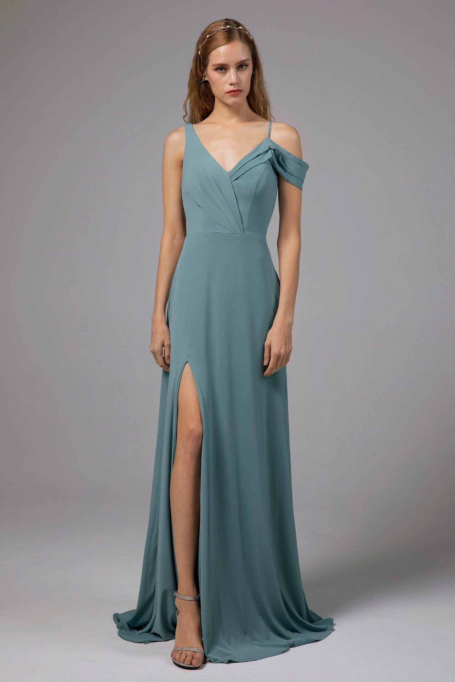 Sheath Floor Length Knitted Fabric Bridesmaid Dress Formal Dresses CB0425 - COCOMELODY