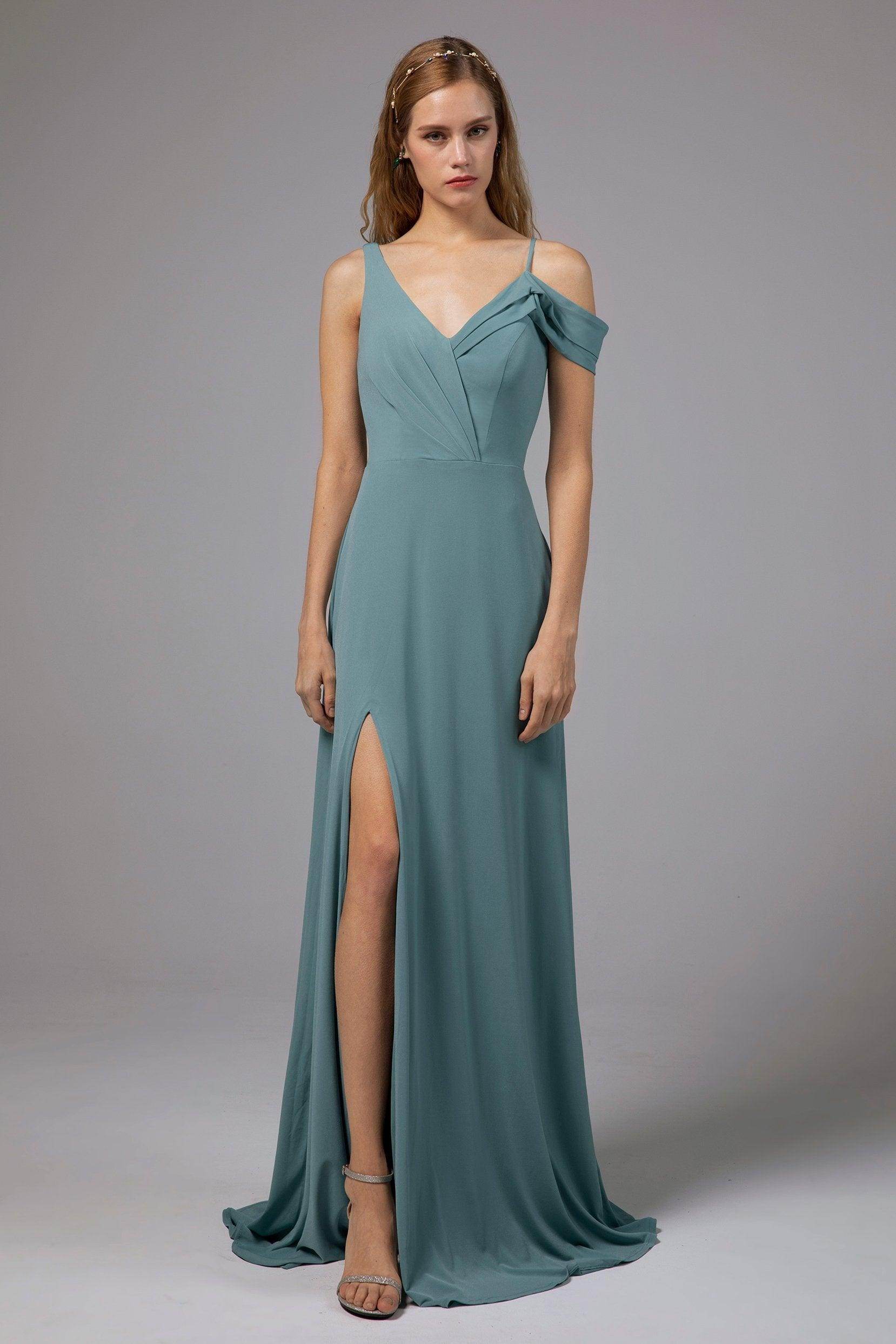Sheath Floor Length Knitted Fabric Bridesmaid Dress Formal Dresses CB0425 - COCOMELODY
